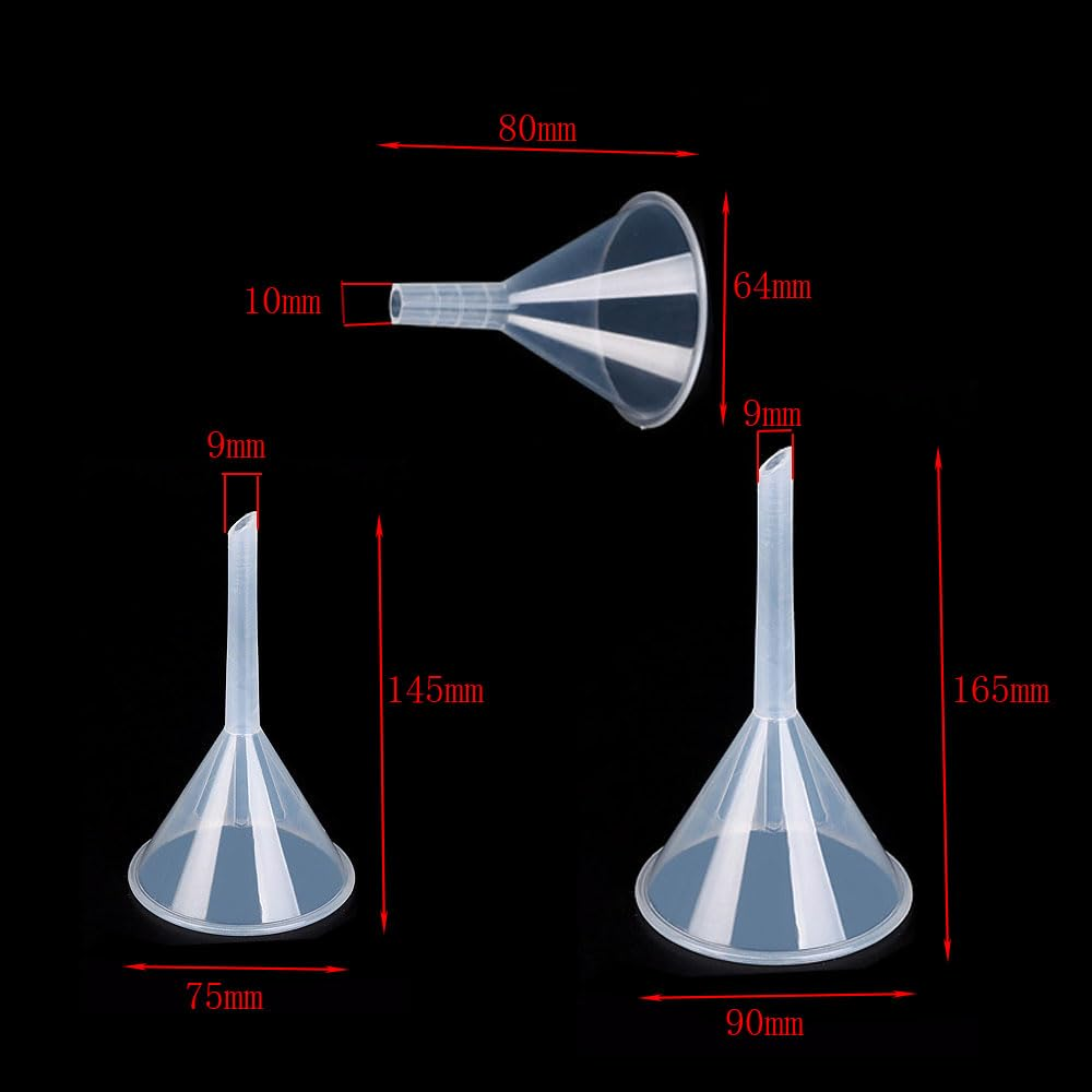 Changyeah 3 Pcs Plastic Funnel Set, Lab Funnels, Kitchen Funnel, for Lab Bottles Sand Art Perfumes Spices Powder Funnel Essential Oils, DIY Craft Recreational Activities, 3-Sizes (60Mm,75Mm,90Mm) image number 3