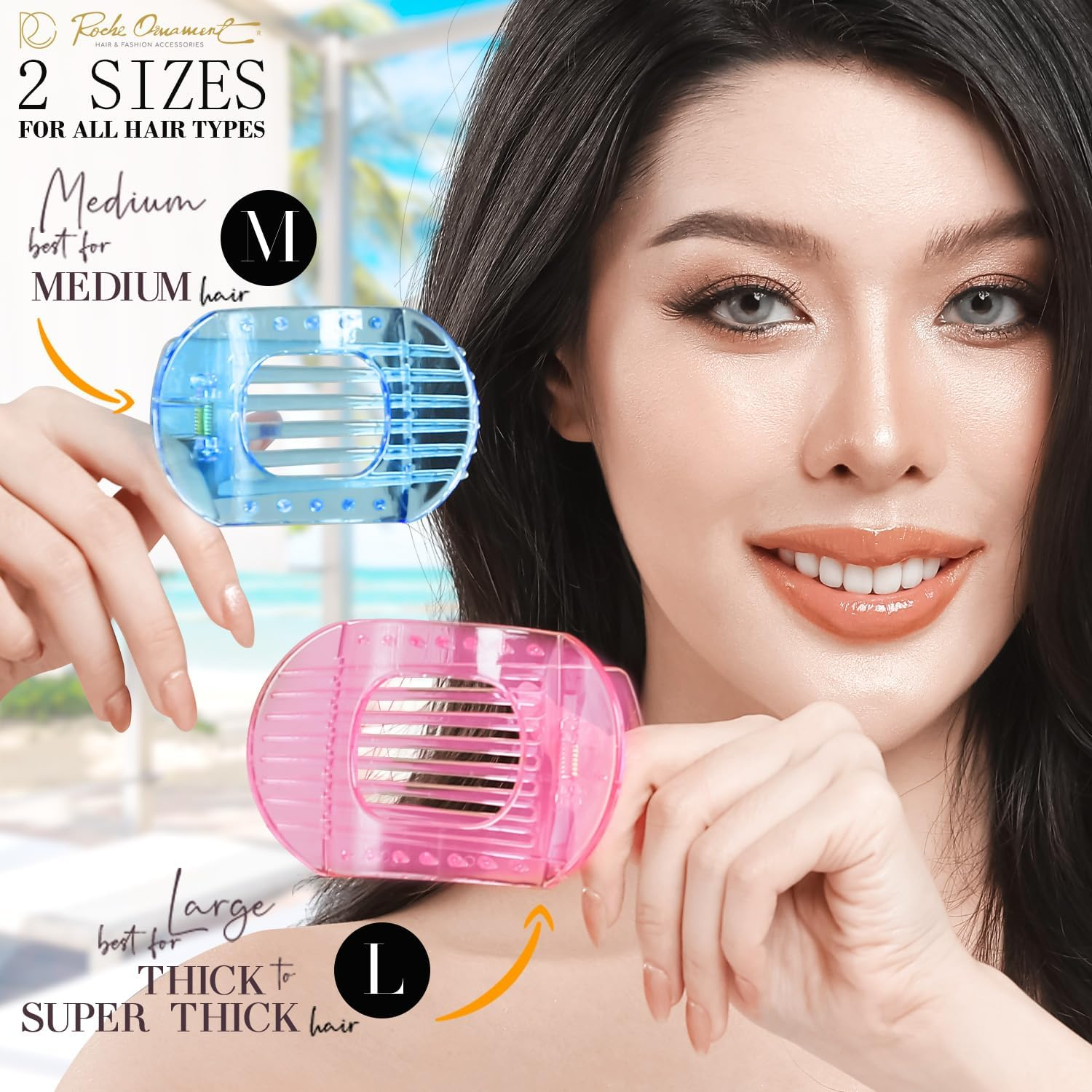 RC ROCHE 6 Pcs Flat Claw Hair Clips for Women Thick Hair French round Duckbill Square Secure Strong Hold Grip Clamps Barrettes Curved No Slip No Crease Plastic Styling Cute, Medium Transparent image number 7