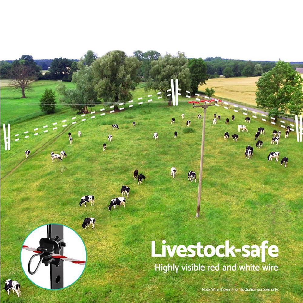 Giantz Electric Fence Wire 1000M Fencing Kit Poly Tape Rope Stainless Steel Farm image number 5