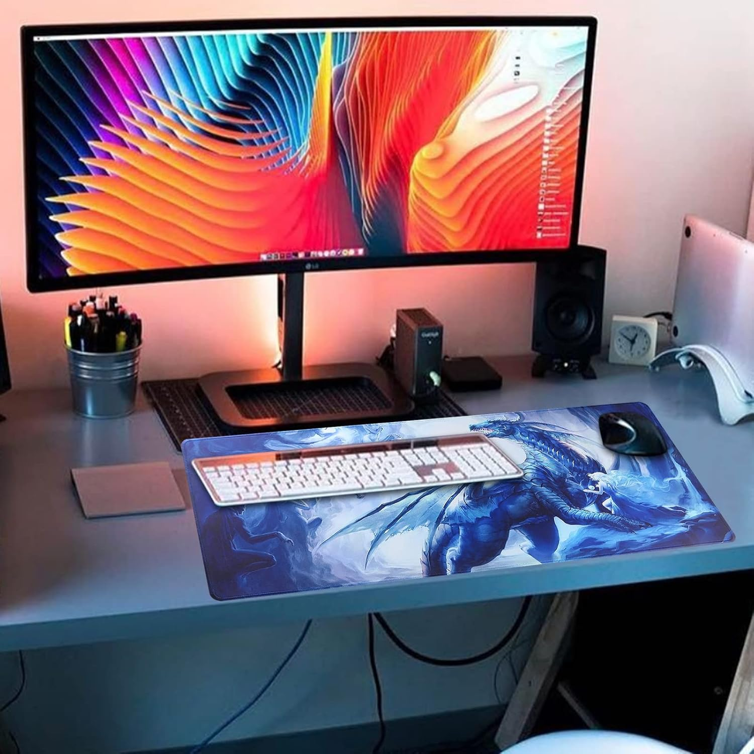 Hosimoln Gaming Mouse Pad,Large Mouse Pad Size 31.5X11.8Thickness 0.12Inches,Premium-Textured Non-Slip & Waterproof Computer Mousepad with Stitched Edges for Gaming,Office & Home80X30Girldragon006 - 80X30 Brown009 image number 4