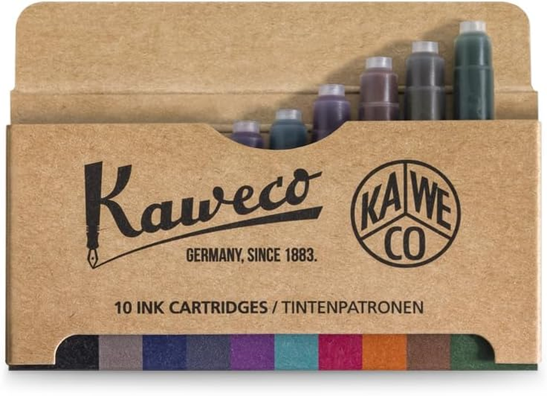 Kaweco Fountain Pen 10-Pack Ink Cartridges in Kaweco Colours for Cartridge Fountain Pens with Short Standard Cartridges | Set of 10 Fountain Pen Ink Cartridges | Ink Set in Multiple Colours image number 1