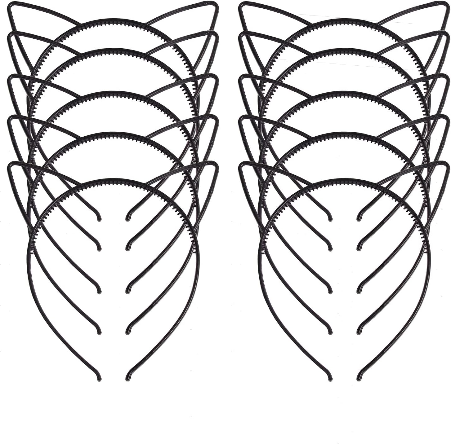 10 Pcs Girls Plastic Cat Ears Headband Simple Comfortable Headdress（10 Colors）