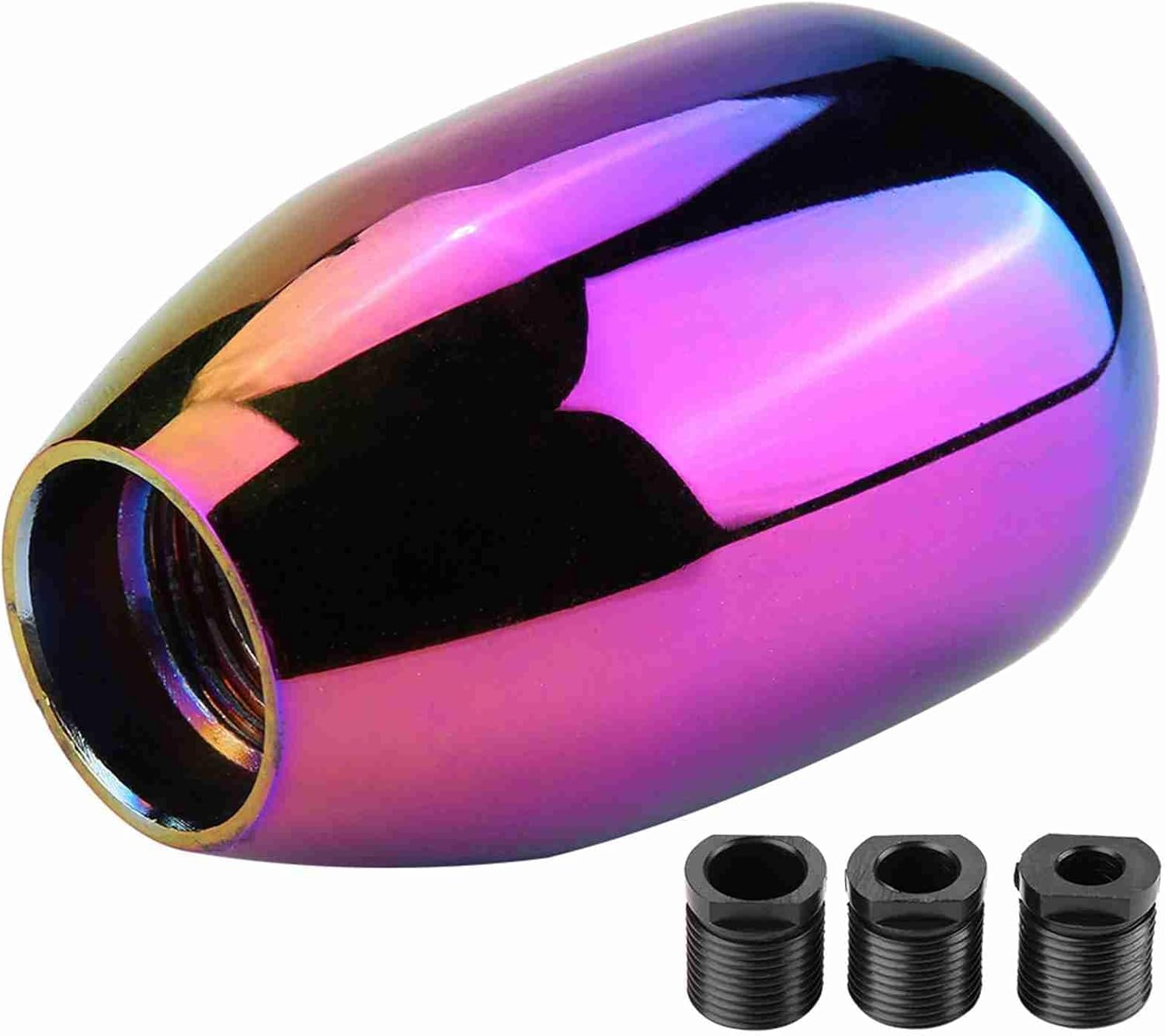 Car 5 Speed Manual Gear Shift Knob Shifter Lever Stick with 3 Adapters 8/10/12Mm Universal Metal Bright Color (Colorful) - Blue image number 6