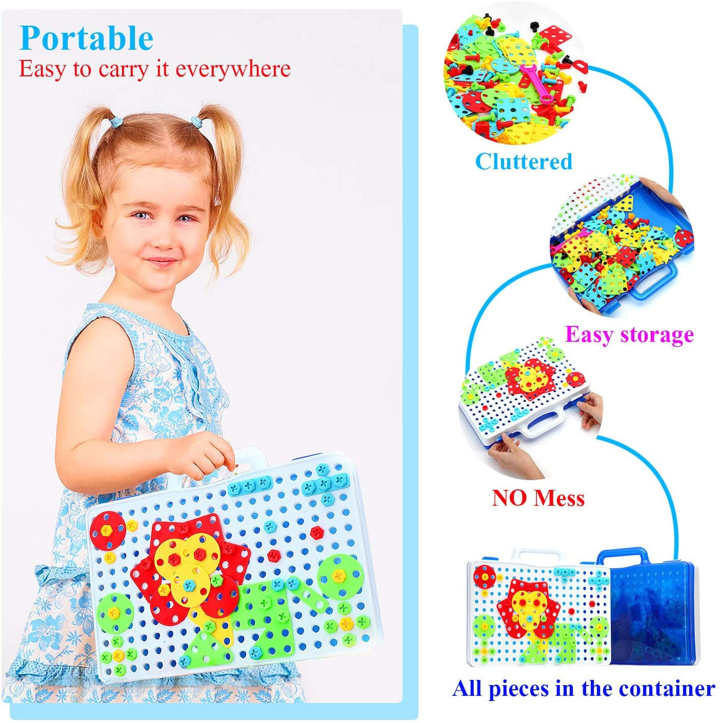 237 Pieces Electric DIY Drill Educational Set, STEM Learning Toys, 3D Construction Engineering Building Blocks for Boys and Girls Ages 3 4 5 6 7 8 9 10 Year Old, Creative Games and Fun Activity image number 6