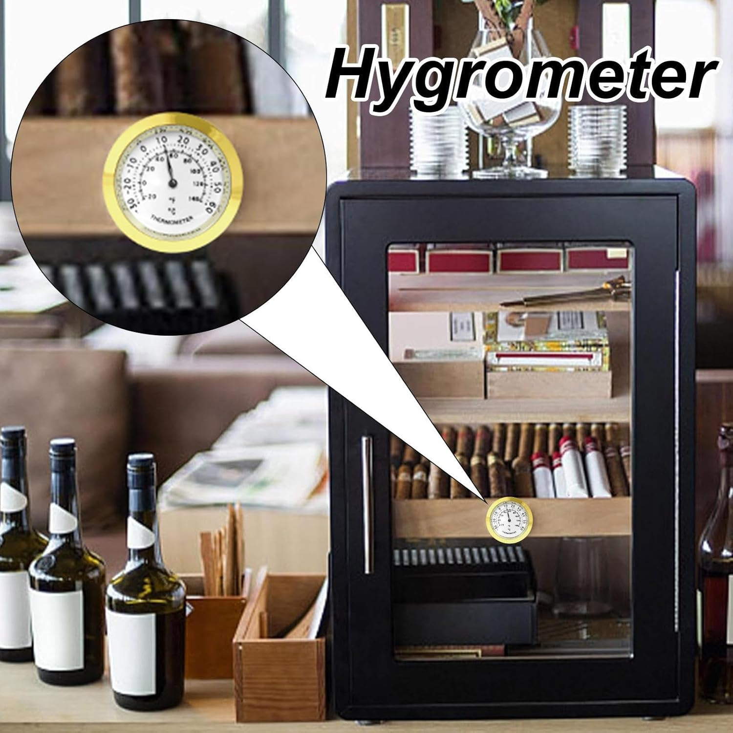 Humidor Hygrometer - Analog Reader, round Humidity Gauge | High Precision Analog Sensor, Accurate Humidity Monitor for Cabinet Maintenance, Hygrometer Tool for Storage Cans Setup Shelf Use