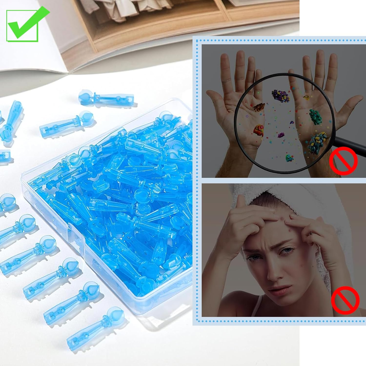 Sterile Acne Needles 100Pcs - 0.01Mm Ultra Fine Needle Tip, Stainless Steel Blackhead Extractor for Painless Acne Removal image number 3