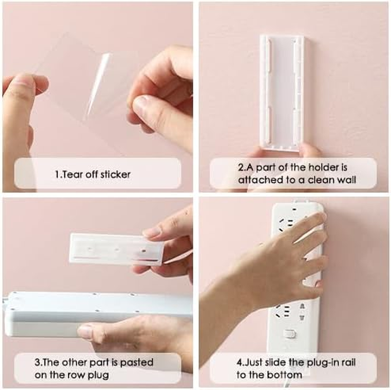 4 Pack Sticker Hanger Panel Self Adhesive Holder Socket Fixer Extension Cable Organizer Socket Power Strip Holder Pasting for Router, Remote Control image number 5