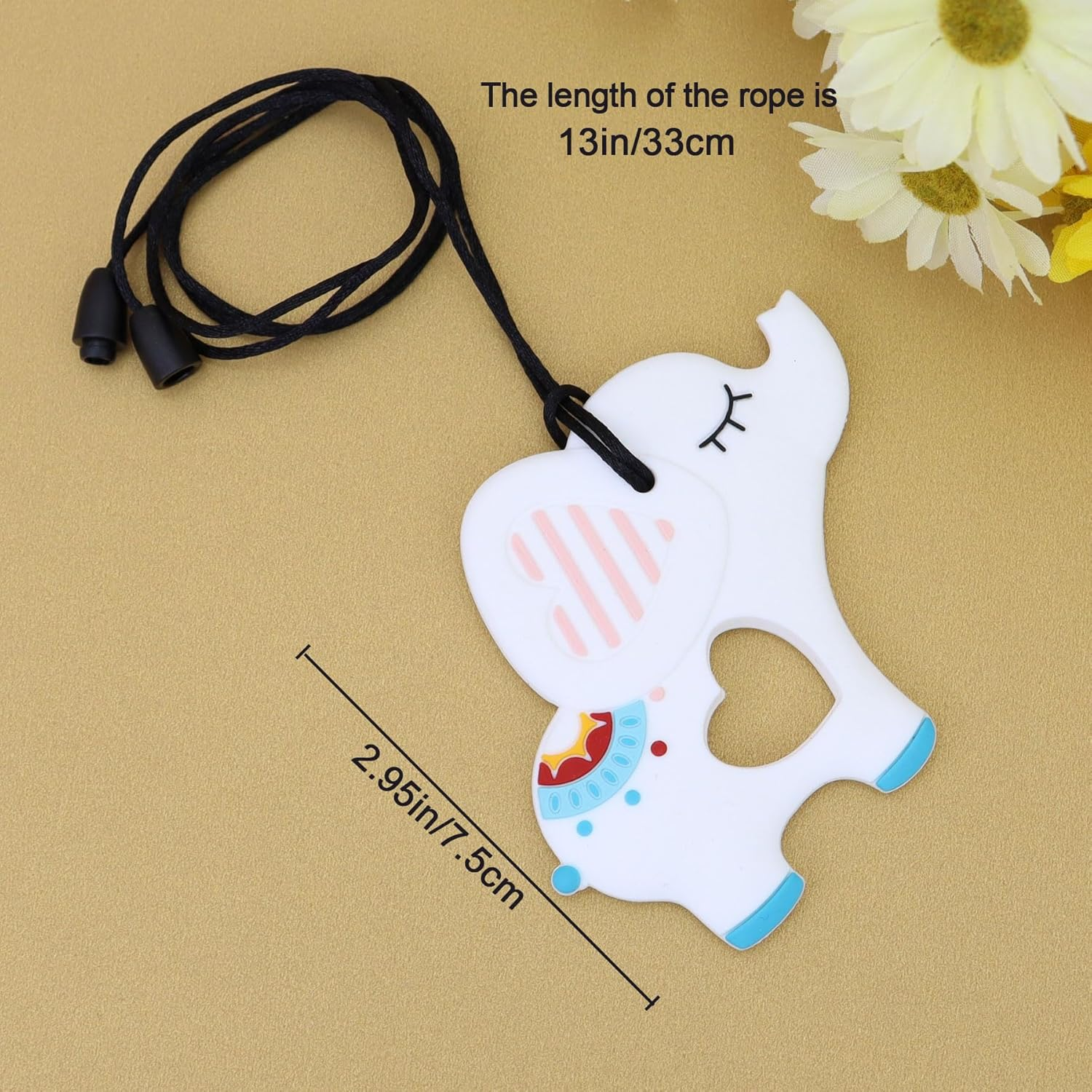 Panny & Mody Australian Local Manufacturer Sensory Chew Necklace, Silicone Elephant Pendant Teether Toy for Boy Girl Kids