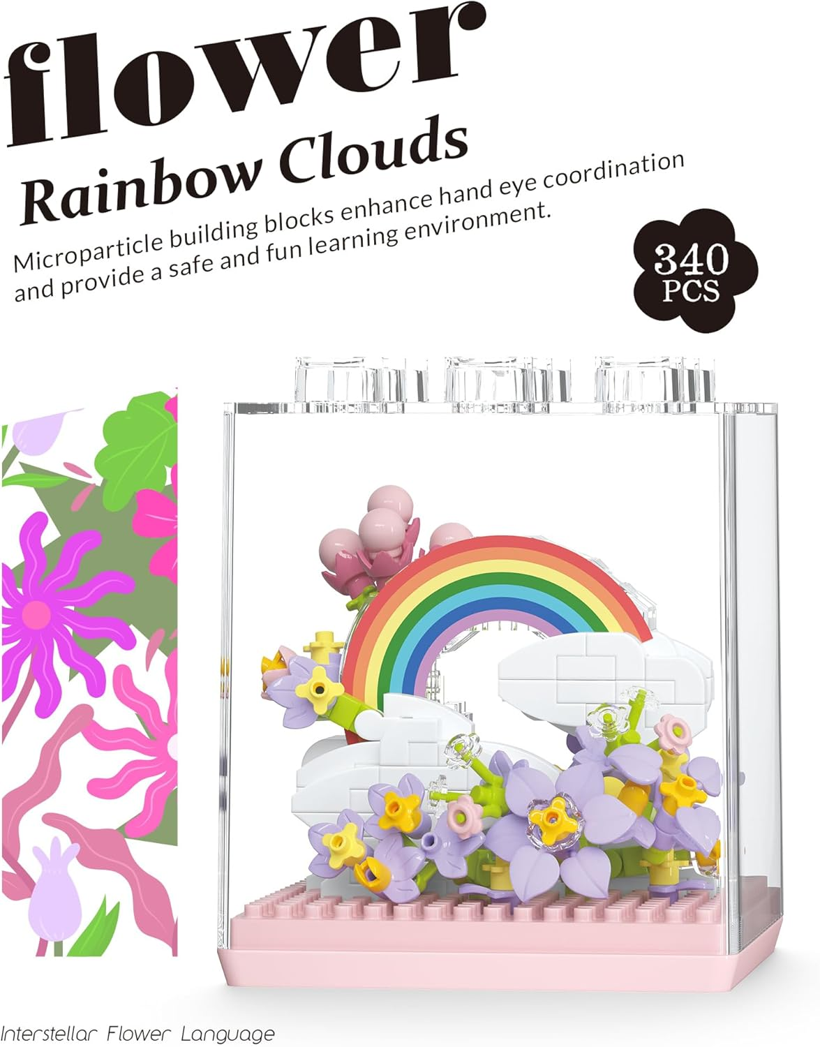 Rainbow Clouds DIY Mini Flower Plant Building Blocks Toy - Creative Botanical Collection for Kids and Adults Home and Collection Art Home Office Decor image number 1