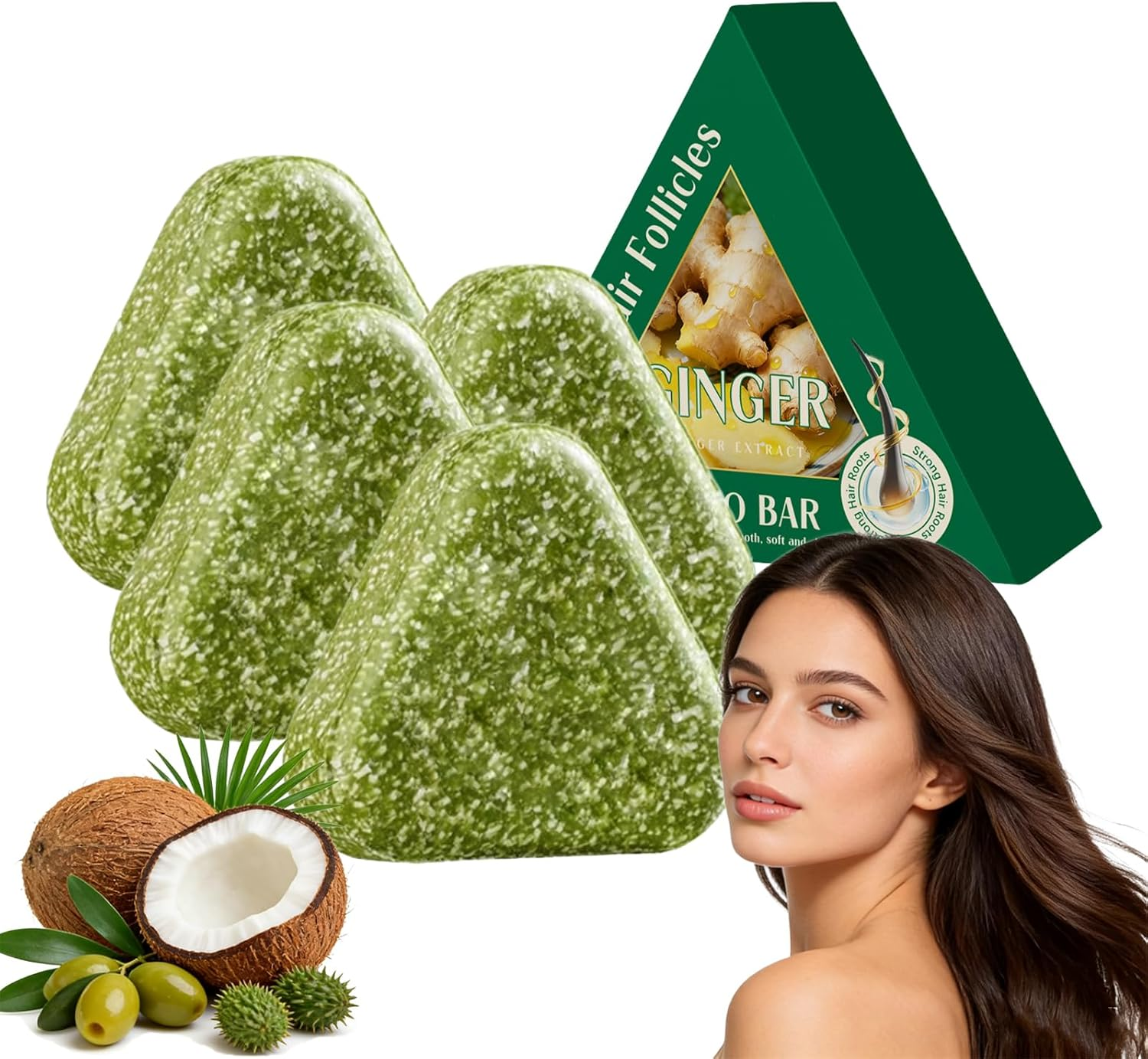 Ginger Shampoo Bar, Solid Shampoo Bars for Hair, Solid Bar for Oily and Greasy Hairs, anti Dandruff Scalp Cleanser for Men and Women, Travel-Friendly Bars for All Hair Types, Smooth Glossy (4) image number 6