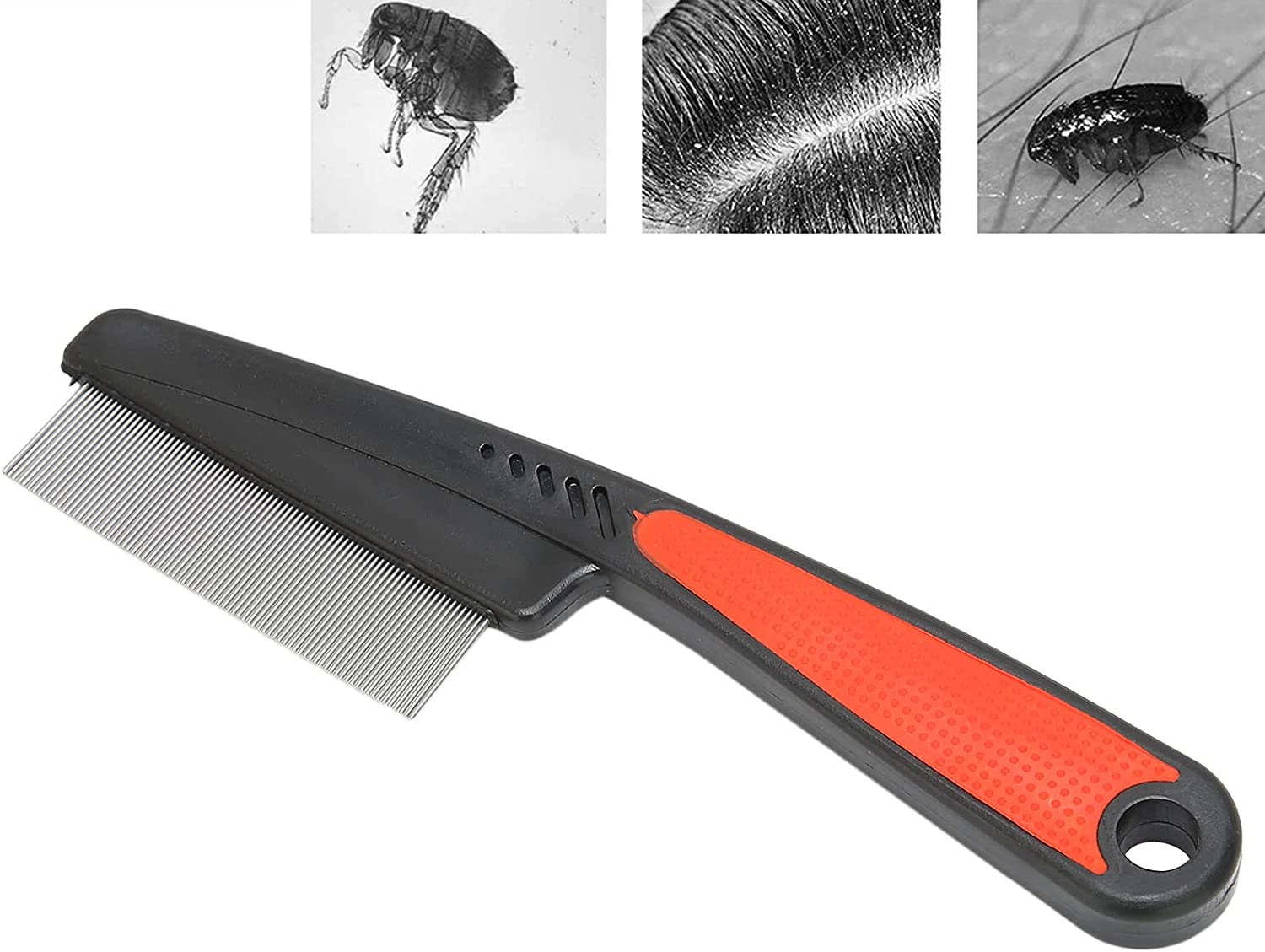 Fine Tooth Comb, Professional Stainless Steel Microgrooves Lice Nit Removal Hair Comb Reliable for Remove Lice Nit and Dandruff for All Hair Types image number 2