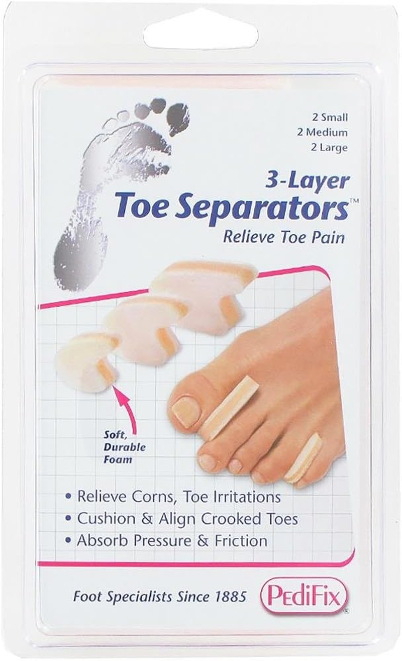 (Medium) - Pedifix 3-Layer Toe Separators, 6-Count (Pack of 2)