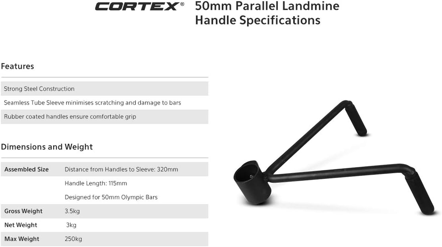 CORTEX 50Mm Parallel Landmine Handle Weight Lifting Weight Plate Bars Home Gym Set image number 3