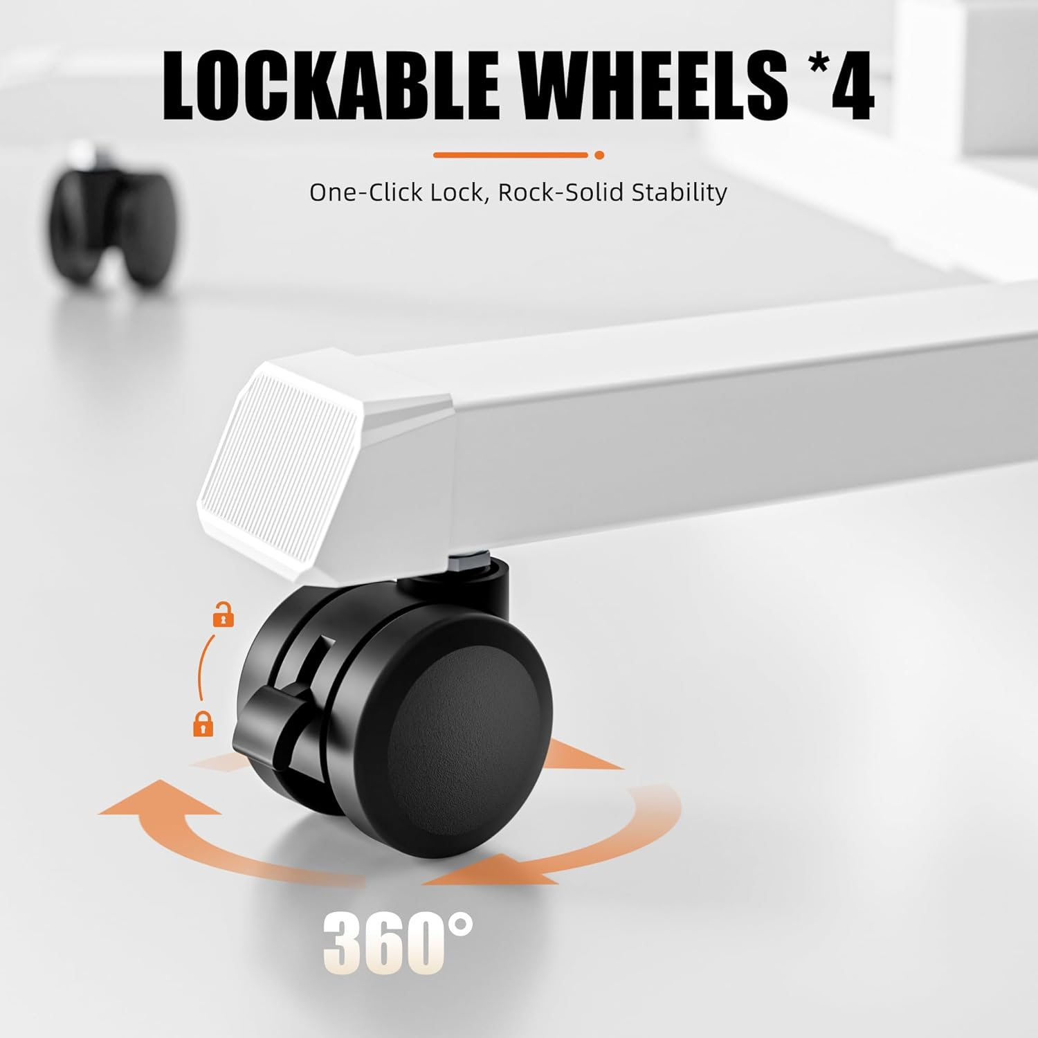 ERGOMAKER Mobile Standing Desk Pneumatic Adjustable Height 25.6 X 17.7 Inch Mobile Desk Adjustable Height on Wheels，Sit Stand up Desk Home Office Computer Desk, White + Dual image number 2