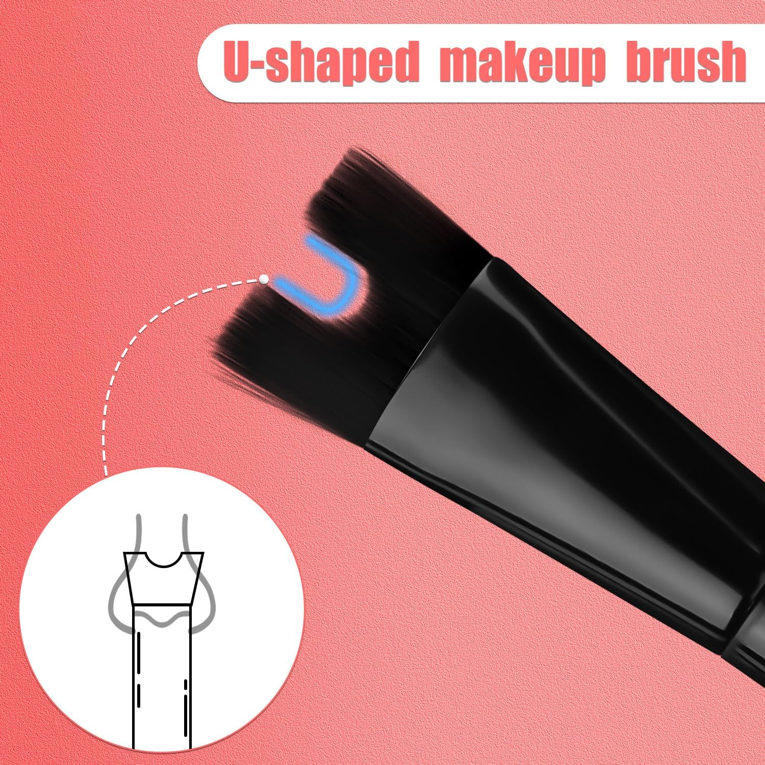 Nose Contour Brush, U Shaped Makeup Brush Dual End Nose Contour Brush Pro Contour Duo Brush for Sculpting and Defining Nose Cheek Bones Contour (Black) image number 2