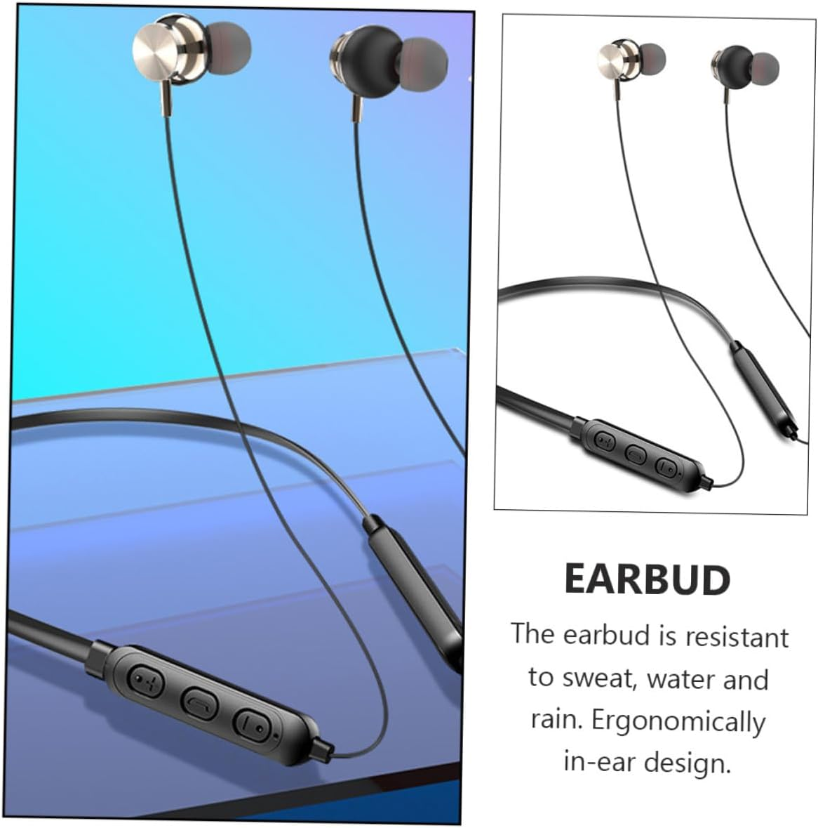 SECFOU Wireless Neckband Wireless Headset 5.0, Waterproof In-Ear Stereo Earbuds with Magnetic Design, Sweat-Resistant Sports Wireless Earpiece for Running and Gym Use, Black image number 1