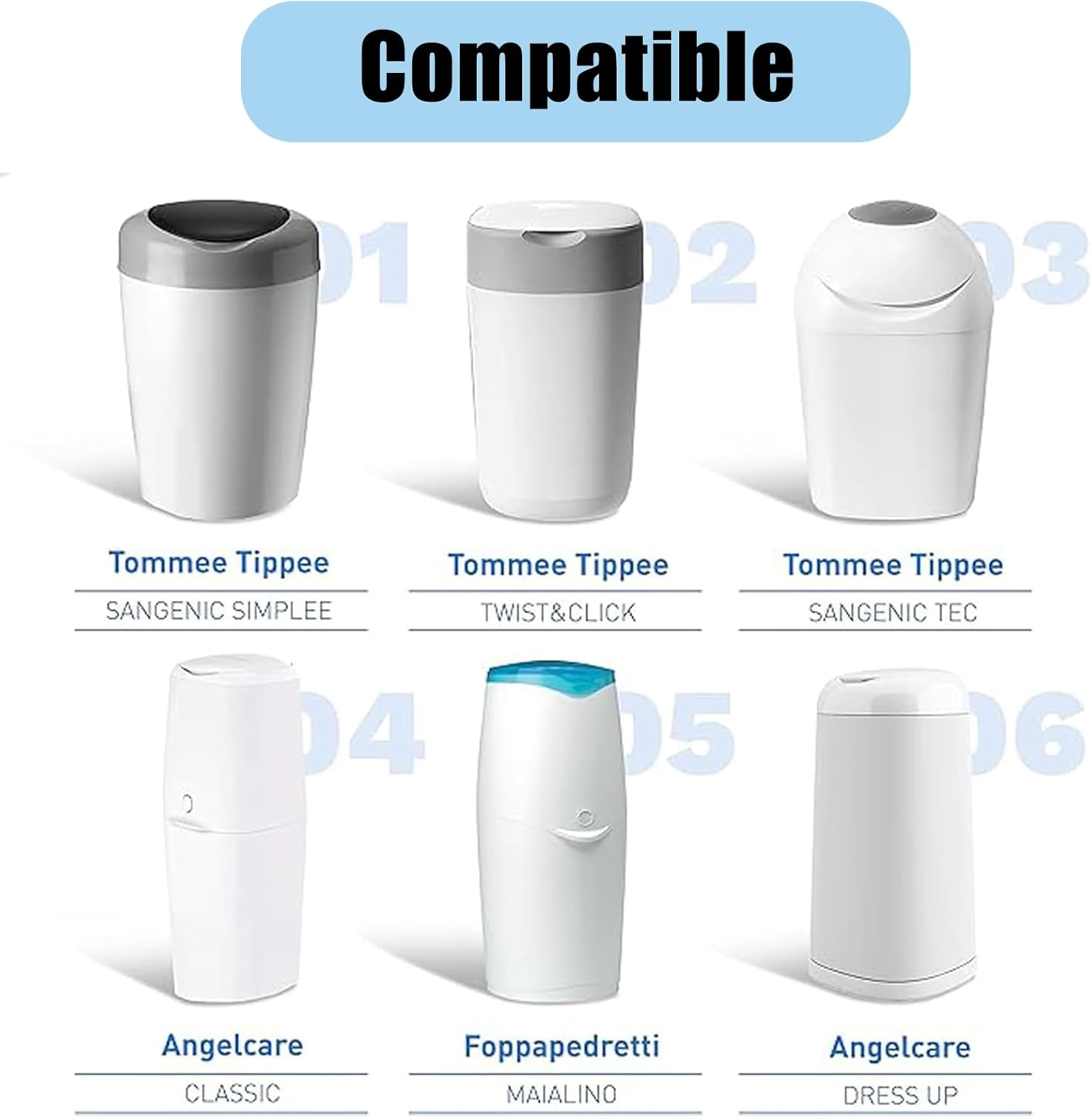 8 Pack-Nappy Bin Refill Bags, 4.5M Odour-Proof Nappy Bin Refill Cassettes,Large Capacity Bags with Most Nappy Bins (4.5M*8Pack/Blue image number 4