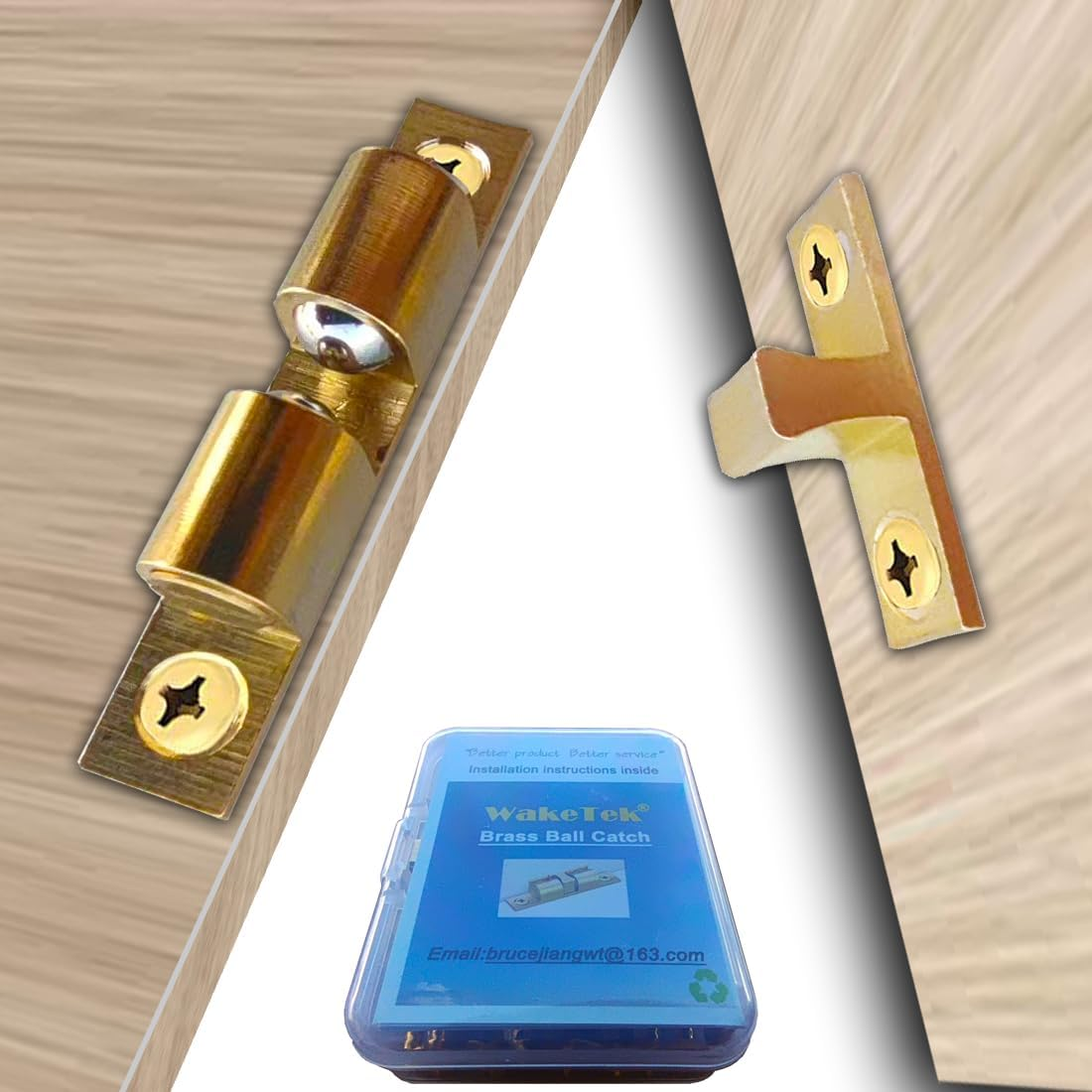 Waketek Cabinet Brass Clasp Buckles with Screws, These Door Catchs'Re Double Ball Tension Roller Latch for Various Cabinet Doors (Solid Copper, Adjustable and Durable) (Brass Catch A(40MM)) image number 4