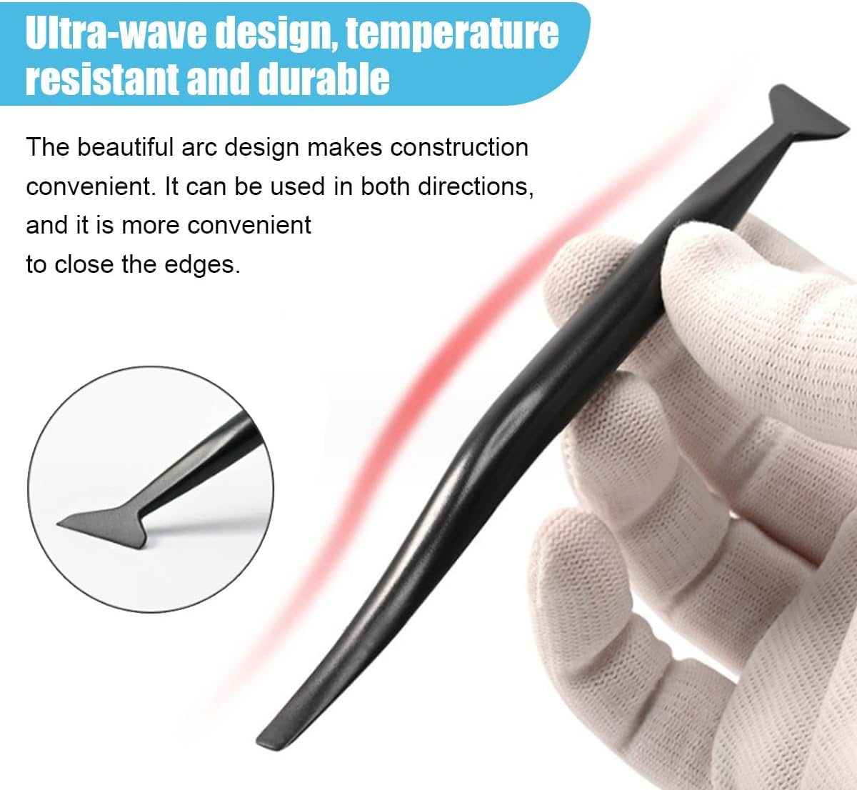 GLSOWEE 3PCS Car Micro Squeegee Curves Slot Tint Tool Set, Auto Vinyl Wrap Tool Kit, 3 in 1 Flexible Vinyl Applicator Tool with Different Hardness for Car Wrapping, Window Tinting image number 5