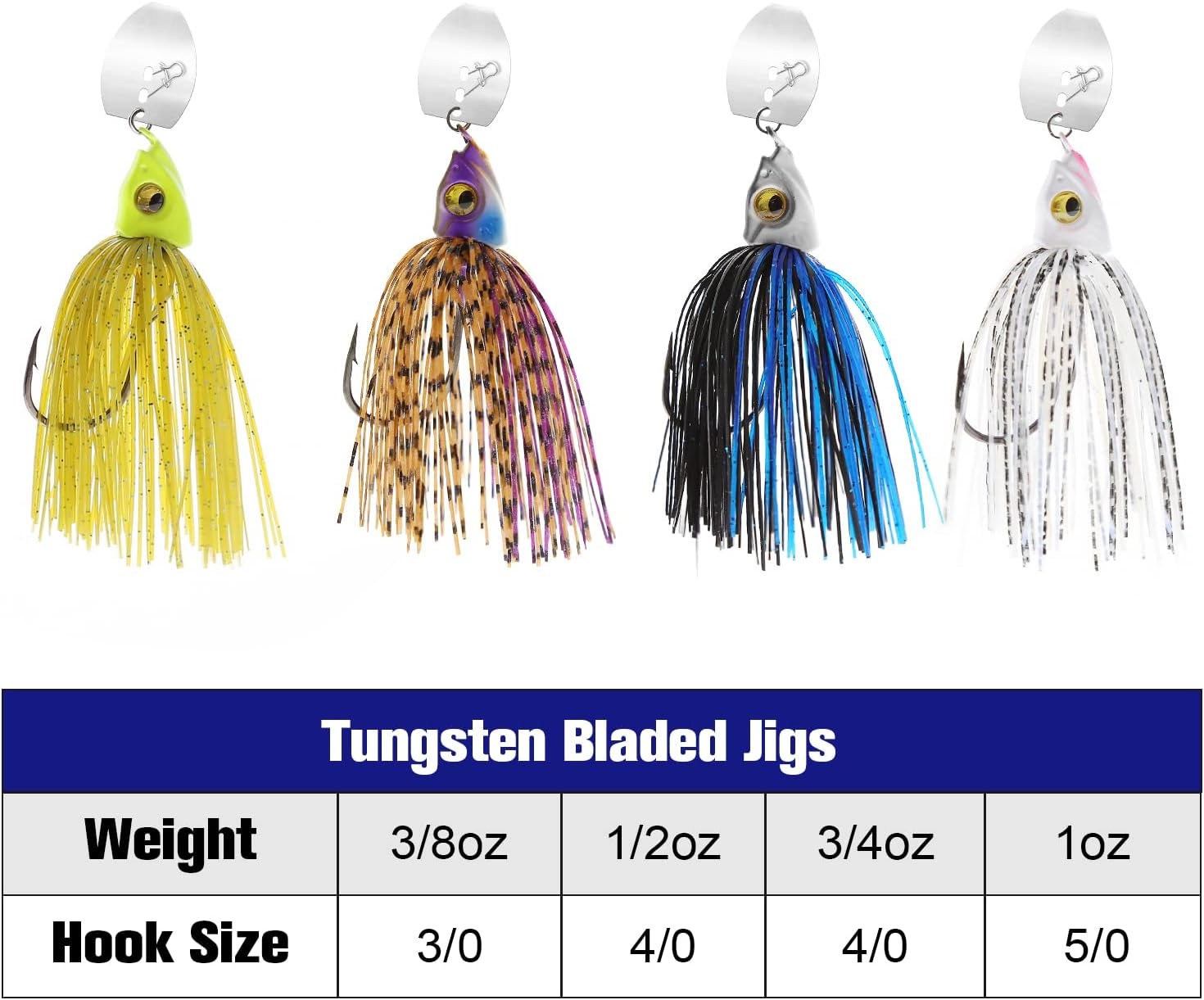 Tungsten Bladed Swim Jig Heads for Fishing - 4 Pack of Fishing Jigs for Large and Small Mouth Bass, Trout, Walleye - with Bladed Head image number 5