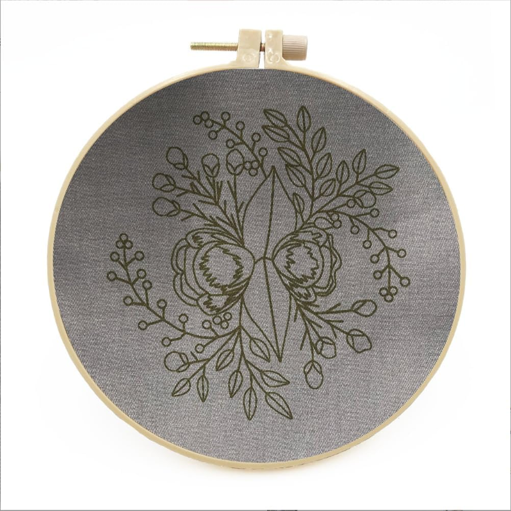 Meecaa Black White Cat Greenery Pet Embroidery Kit Starter Set, Hand Embroidery Set,Pattern Printed Cross Stitch Set for Beginner Adults, with Embroidery Hoop and Instructions (Black White Cat)