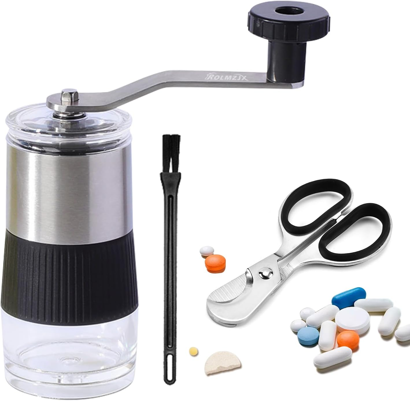Pill Crusher with Pill Splitter, Baby Medicine Tablet Crusher Grinder, Grind Pills into Fine Powder, Mills for Feeding Tube, Pets & Kids image number 1