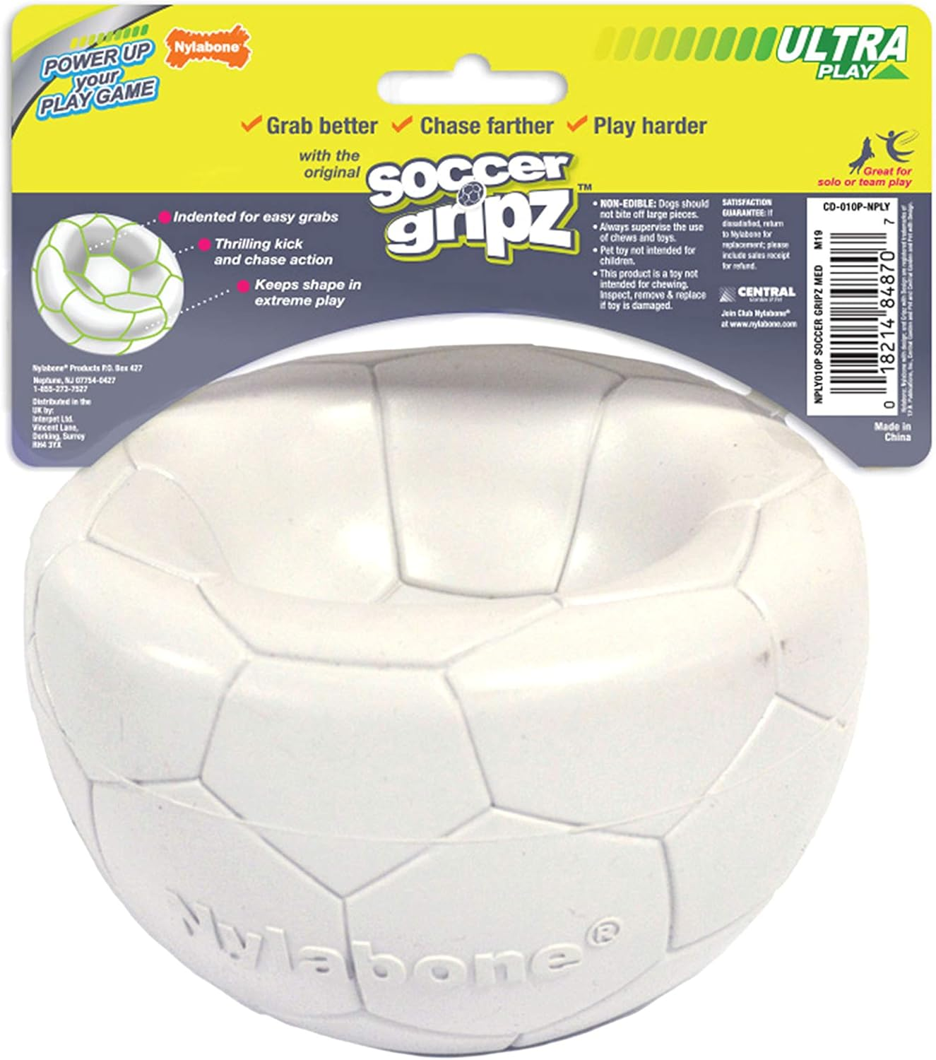 Nylabone Power Play Gripz Dog Soccer Ball Toy with Easy Pickup Design Medium - 5.5 In. image number 4