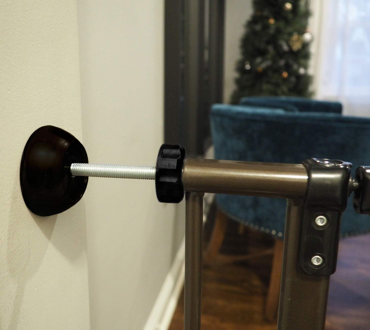 Small Wall Protector 4 Pack - Black - Cup Pads to Guard Your Walls from Pressure Mounted Baby Gates, Pet Gates, Safety Gates, Shower Curtain Rods, and More (4 Pack, Black) image number 1