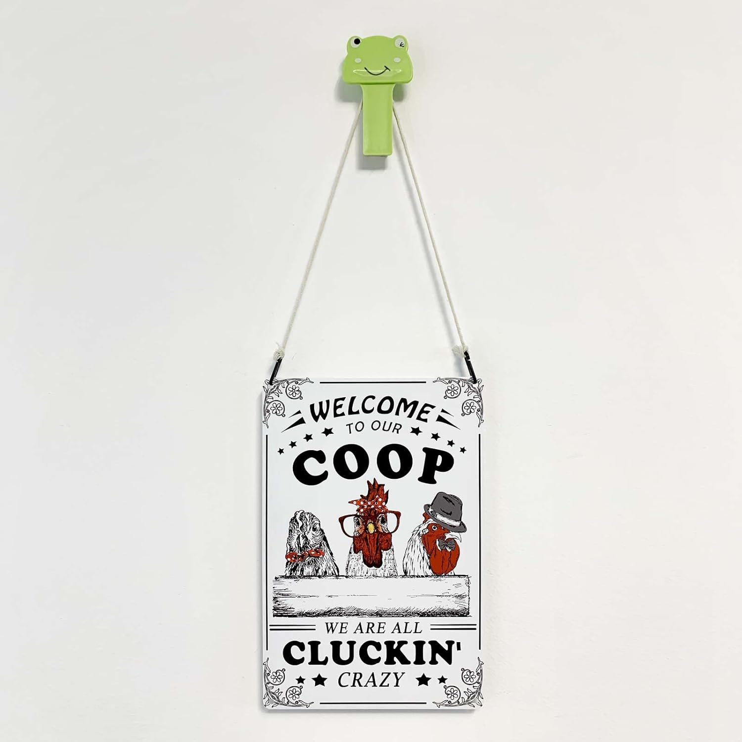 Welcome to Our Coop We Are All Cluckin Crazy Funny Chicken Sign Chicken Coop Sign Chicken Decor 12" * 8" (215) - Beige image number 4
