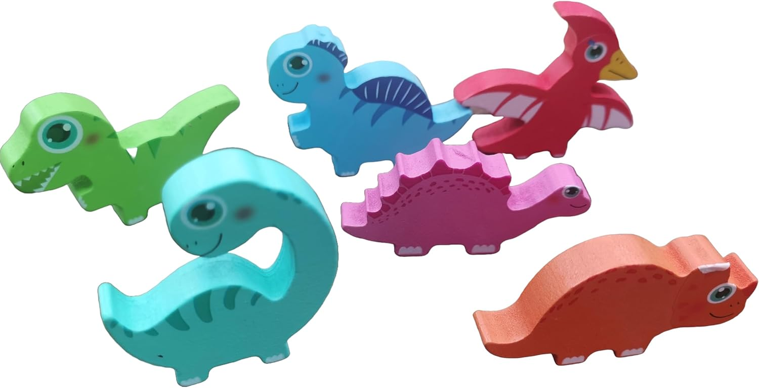 BEACENOV Toddler Montessori Wooden Dinosaur Toys & Puzzles for Baby Boys Girls 1 2 3 Years Old | Hide and Seek Dinosaur Game | Cute Puzzles for Kids | Color Matching Memory Educational Toys & Games. image number 2