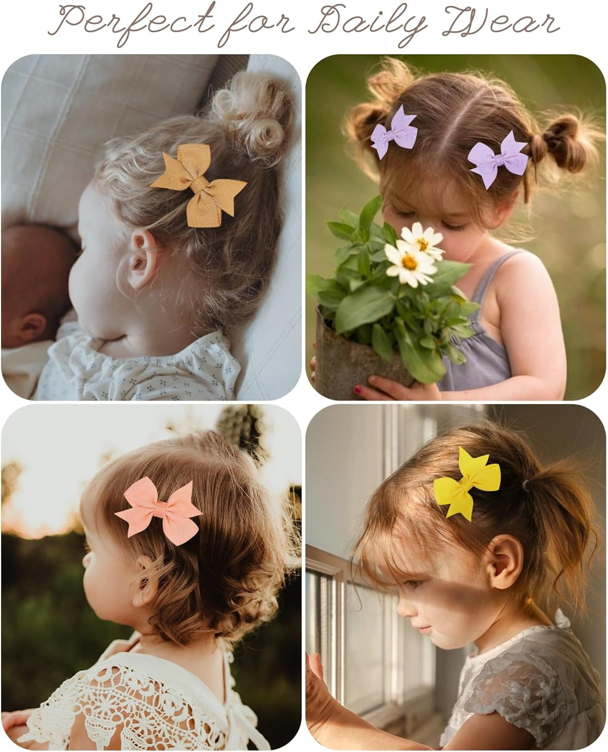 Doboi 50PCS 2'' Baby Hair Bows Clips Fully Lined Grosgrain Boutique Solid Ribbon Mini Bows for Girls Teens Infants Kids Toddlers Newborn by Doboi - Hair Bows-100Pcs image number 7