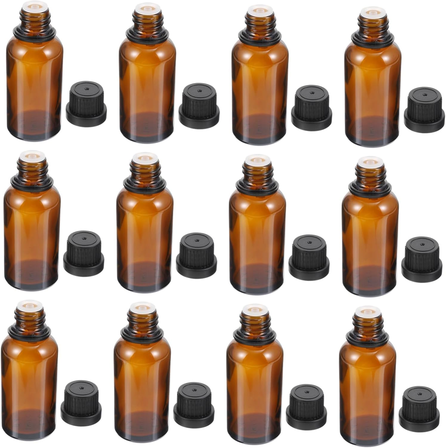 MOKKHNB 12Pcs 15Ml Amber Glass Essential Oil Bottles Large Head Cap and Drip Stopper Refillable Empty Cosmetic Bottles for Travel and Aromatherapy image number 1