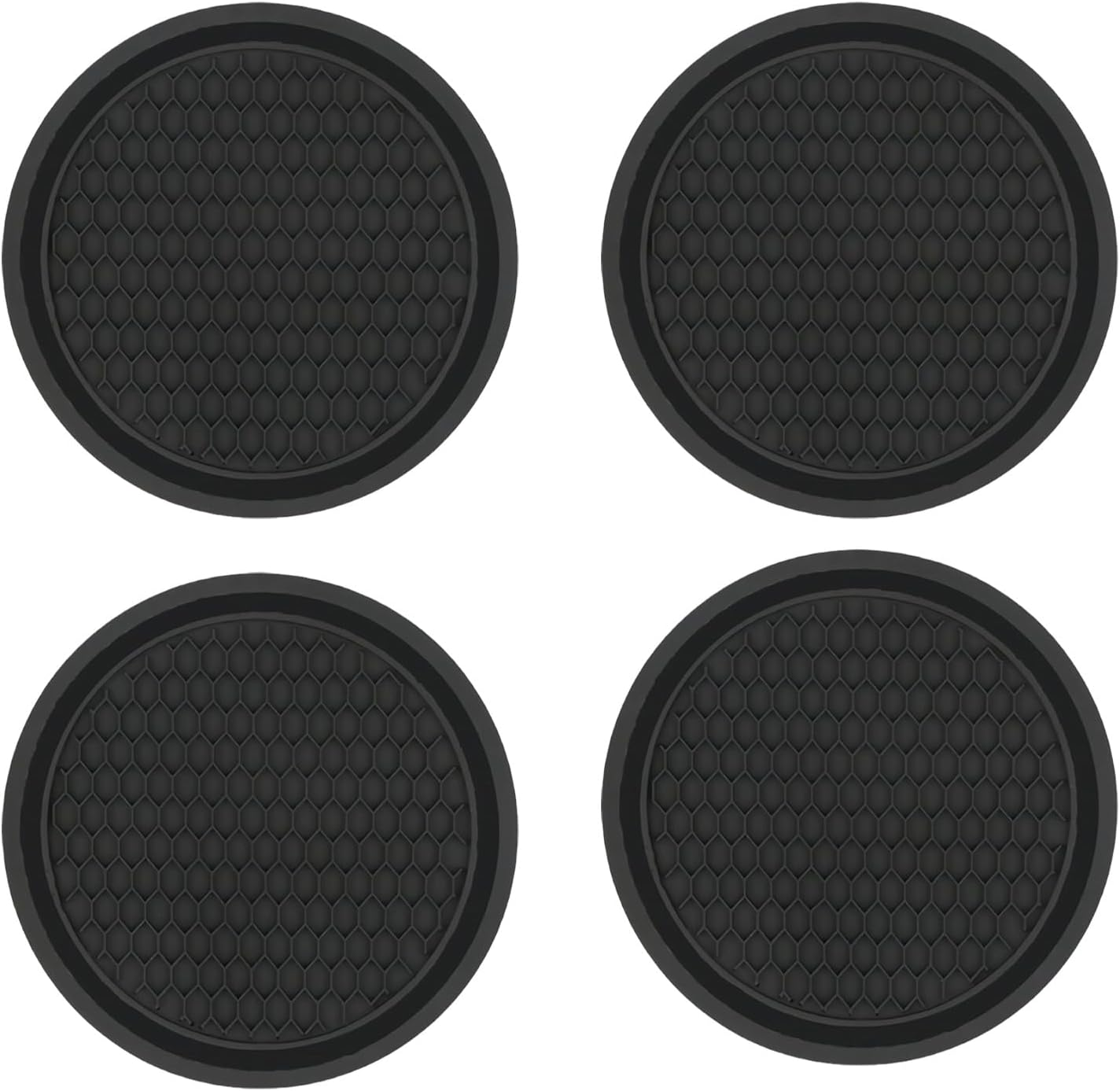 4PCS Cup Holder Coasters for Car, Non-Slip Silicone Heat-Resistant, Universal Fit Car Interior Accessories with Textured Surface, Waterproof Dustproof Auto Coasters (Black) image number 5