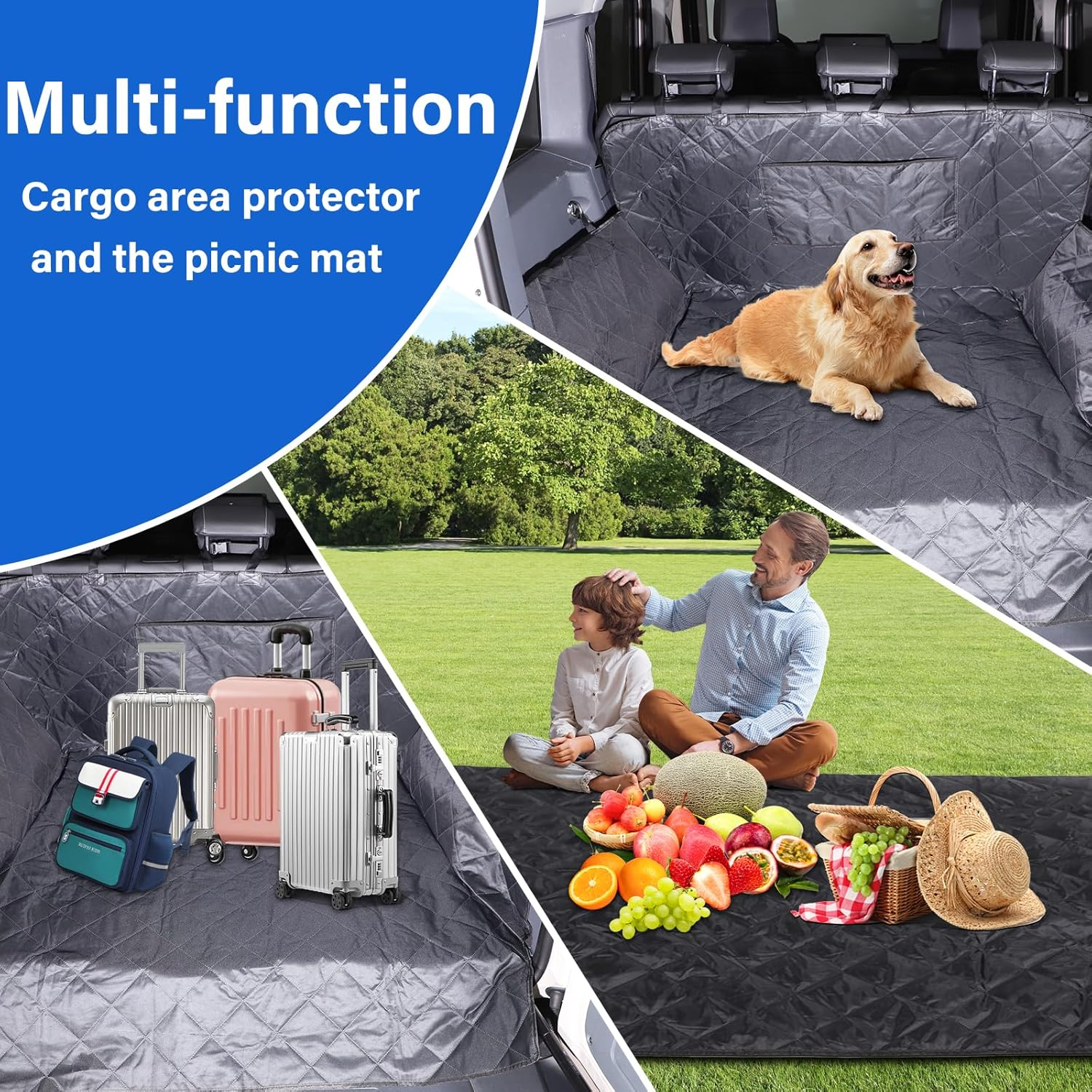 DIYUCAR Dog Car Boot Liner with Bumper and Side Protector, Waterproof, Non-Slip, Multilayer Compatible with Ineos Grenadier 2020-2024, Black