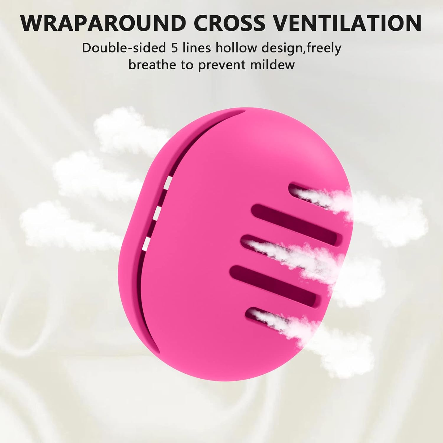 Fauxomor Makeup Sponge Holder,Double-Sided Stripe Vented Silicone Beauty Blender Holder for Travel,Shatterproof Make up Sponge Travel Case for All Sponges Sanitary Reuse Easy to Carry,Rose Red image number 1