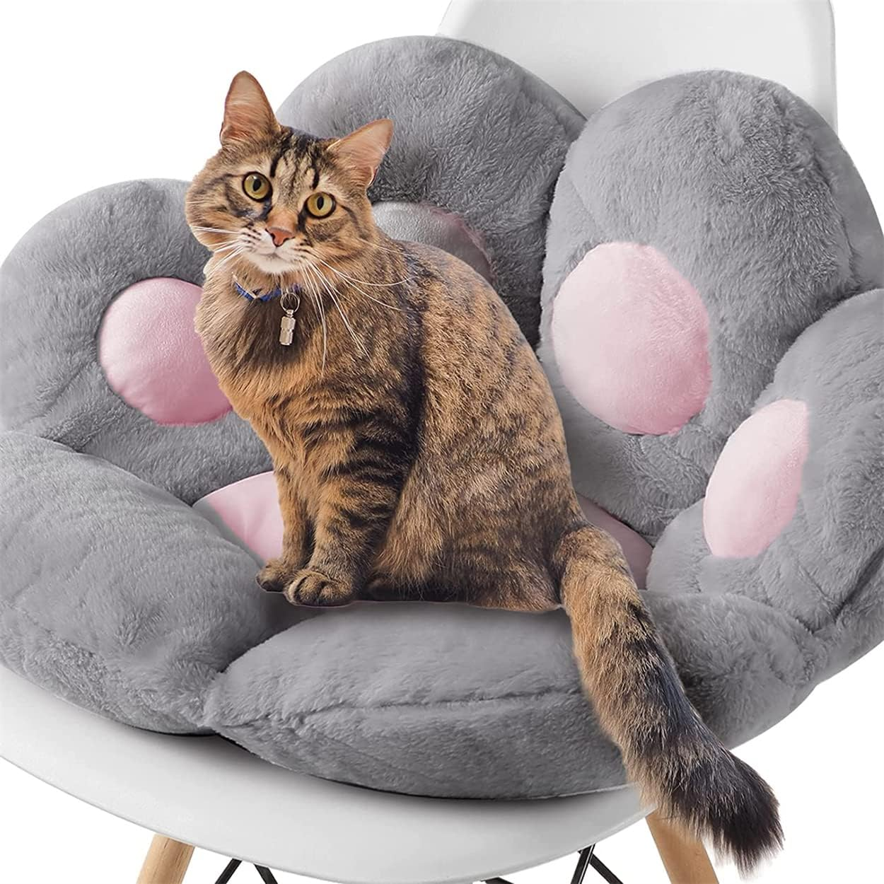Cat Paw Cushion Comfy Kawaii Chair Cushion 31.4 X 27.5 Inch Bear Paw Lazy Sofa Office Floor Pillow Cute Plush Seat Pad for Gaming Chair for Bedroom Decor Colorful (Grey) - Pink image number 7
