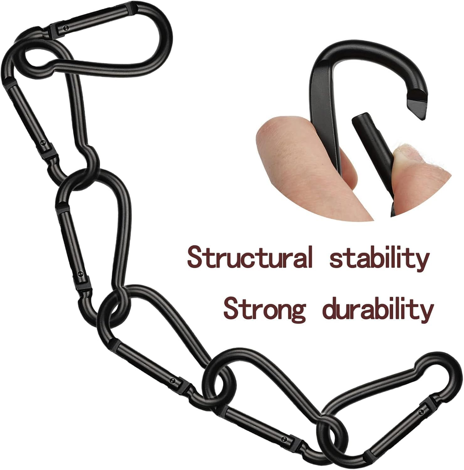 12 Pcs Small Carabiner Clip Snap Hook Black Quick Link Clip Keychain for Keychain, Ropes, Pet Chains, Hammock, Backpack, Swing image number 2
