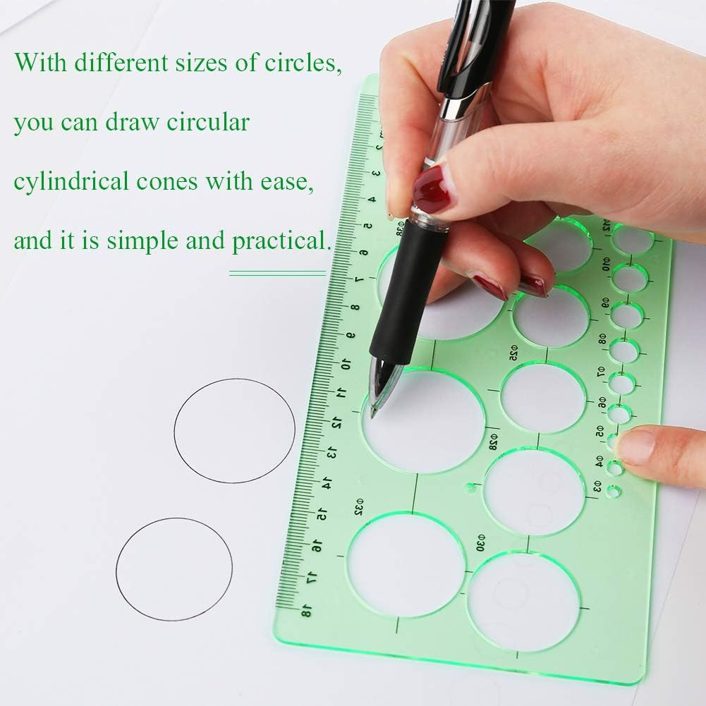 Circle Templates Measuring Geometry Ruler, Shape Stencils Drawing Set, Plastic Geometric Drawing Painting Stencils Oval Templates Scale Drafting Tools for School, Office, Building Formwork, Drawings image number 1