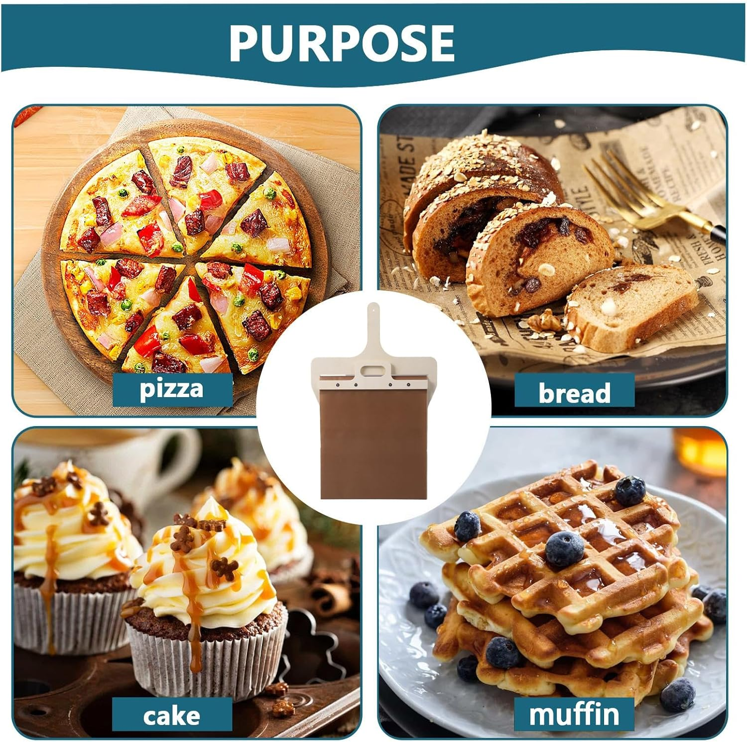 Sliding Pizza Peel - Pala Pizza Scorrevole, Sliding Pizza Oven Spatula With, Non-Stick Kitchen Accessories, Smooth Sliding Pizza Peel