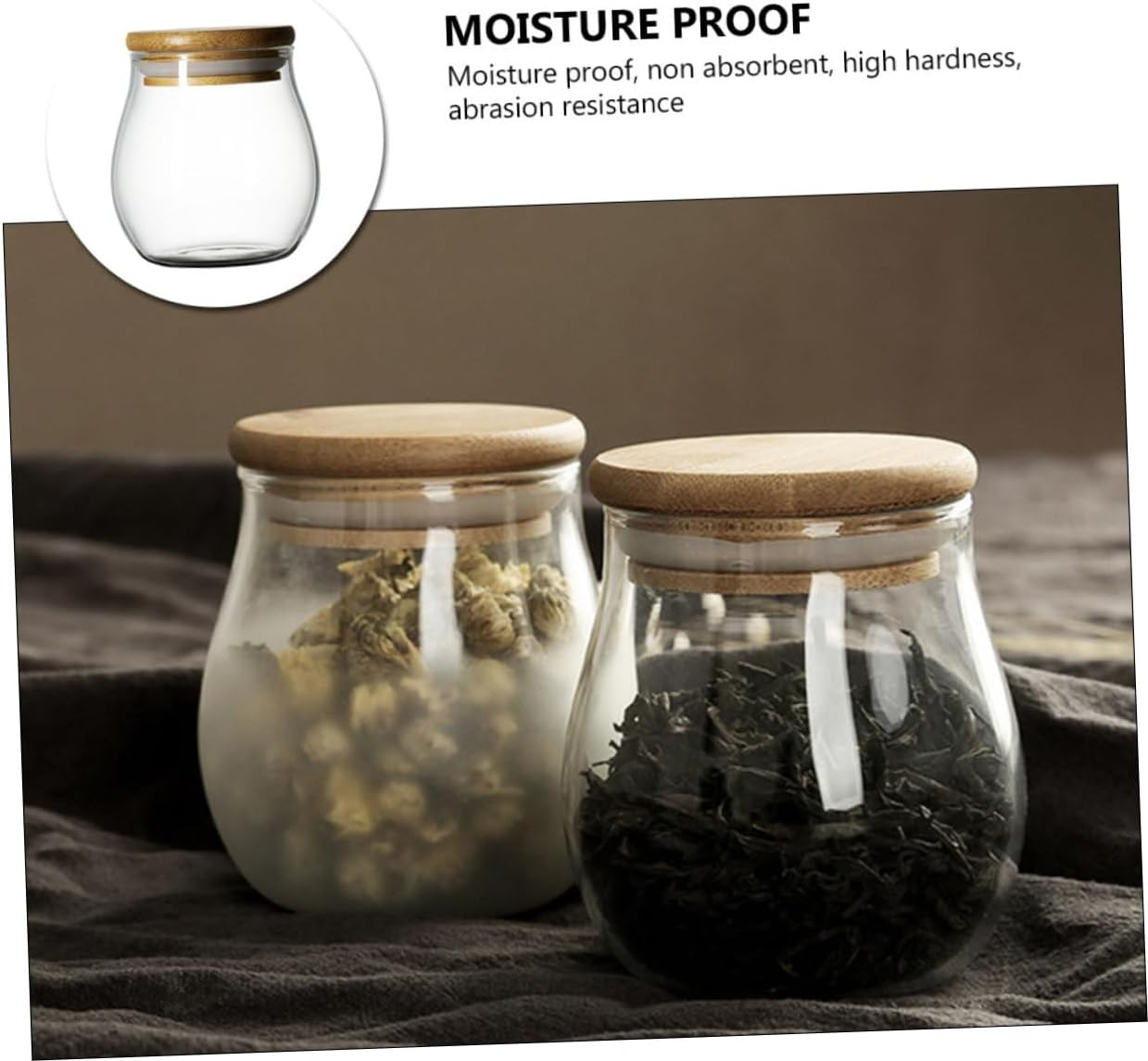 CIYODO Tea Canister Transparency Glass Tea Can Storage Jar for Home Loose Leaf Storage Food Container image number 3