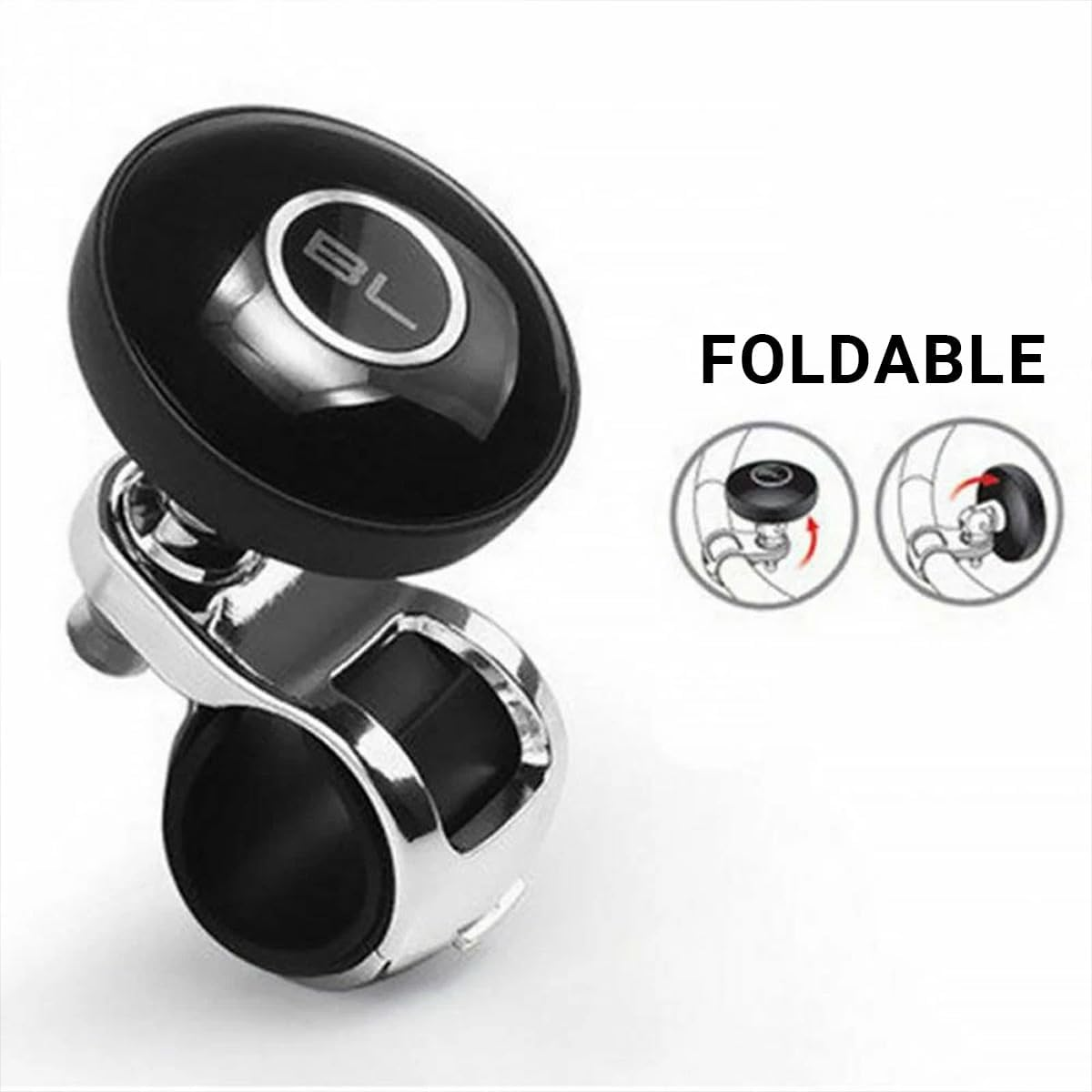 AIMALL Steering Wheel Booster Knob 3.5X3.1In Aluminium Alloy Power Handle Spinner Ball with ABS Plated Surface and Rubber Lining for Easy Turning Control in Car image number 1