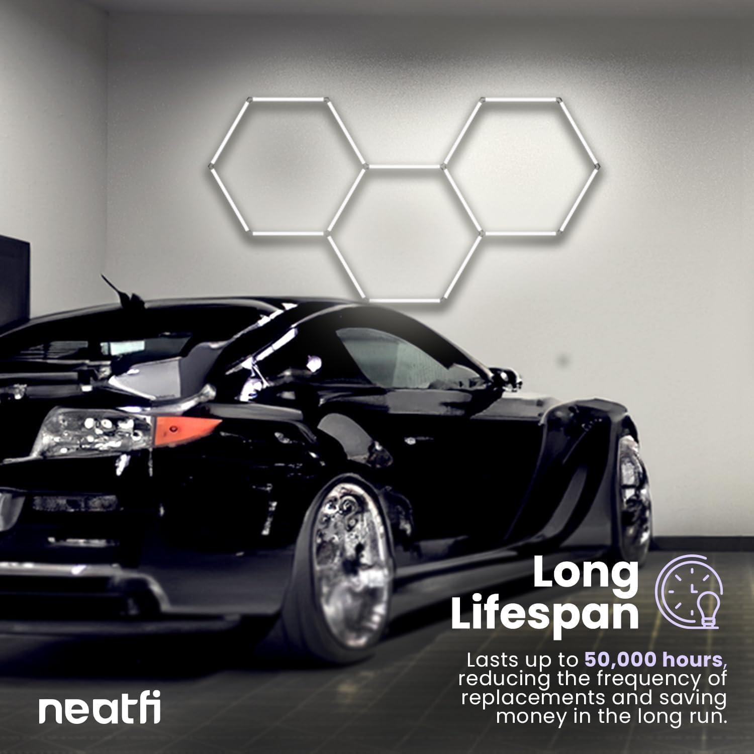 Hexagon Garage Light: Higher Brightness Lumens LED Honeycomb Ceiling Light,3 Grids Systems 6500K,120W 1.65X1.6M Grid Lighting for Garages,Gym,Car Detailing Shop,Auto Beauty Shop,Shopping Malls (3-HEX) image number 3