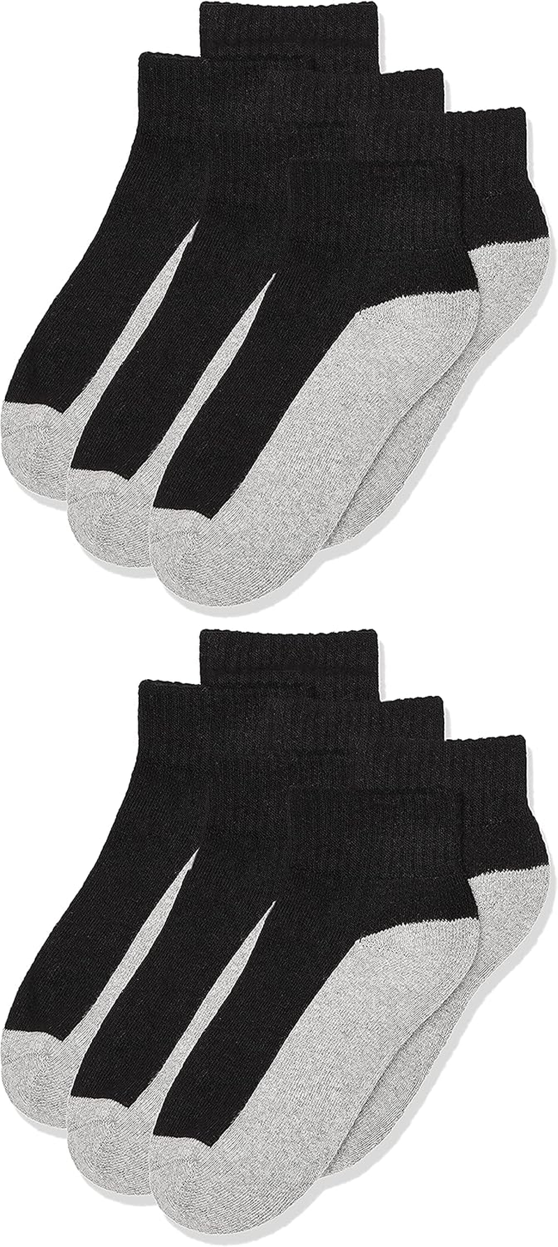 Jefferies Socks Little Boys' Seamless Sport Quarter Half Cushion Socks (Pack of 6), Black/Grey image number 3