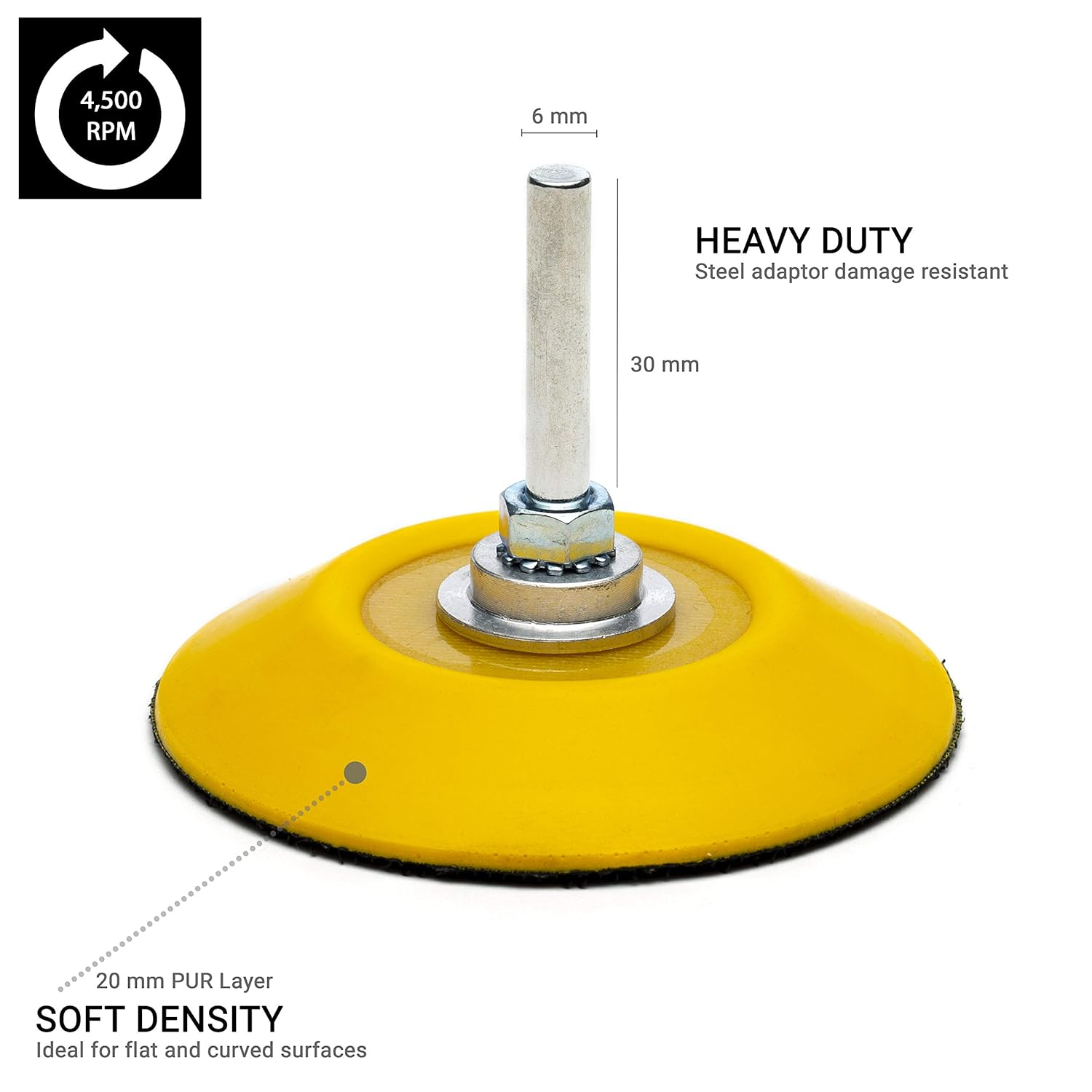 Glass Polish (75Mm) Backing Pad for Drill - Hook and Loop Rotary Backing Pad with Drill Attachment - GP12004