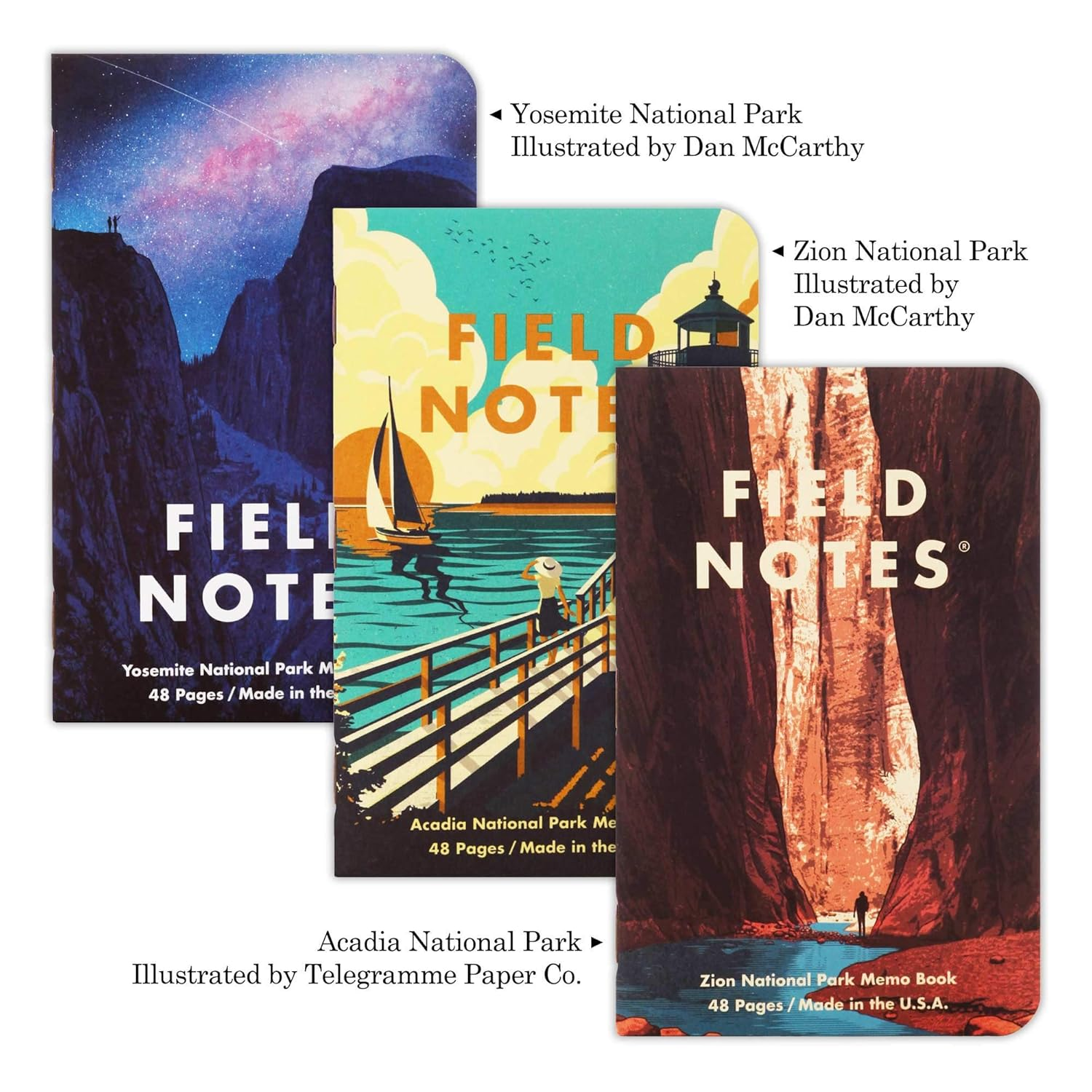 Field Notes: National Parks Series (Series a - Yosemite, Acadia, Zion) - Graph Paper Memo Book 3-Pack - 3.5 X 5.5 Inch image number 2
