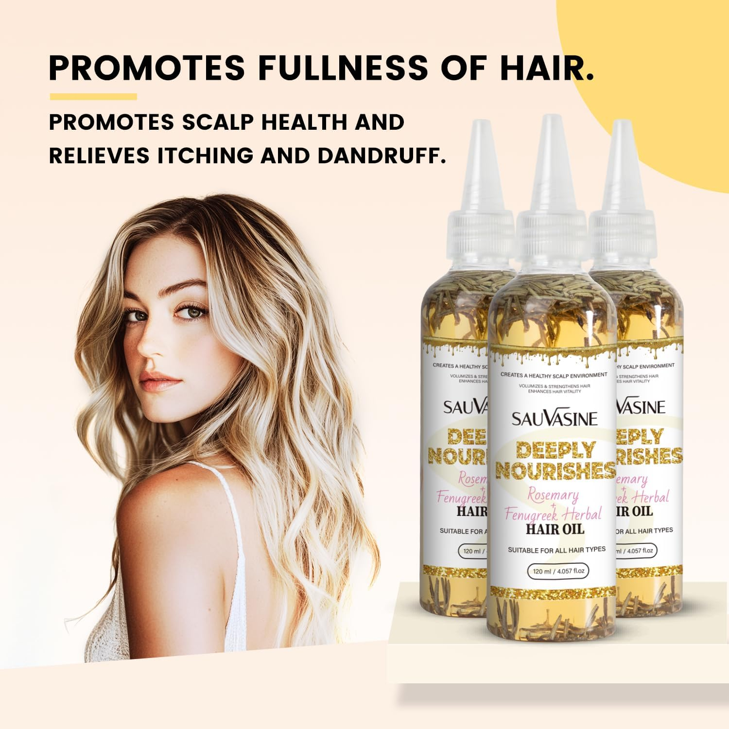 Organic Rosemary & Fenugreek Herbal Hair Oil for Hair Growth, for Natural Hair & Scalp Treatment for All Hair Types, Women & Men image number 5