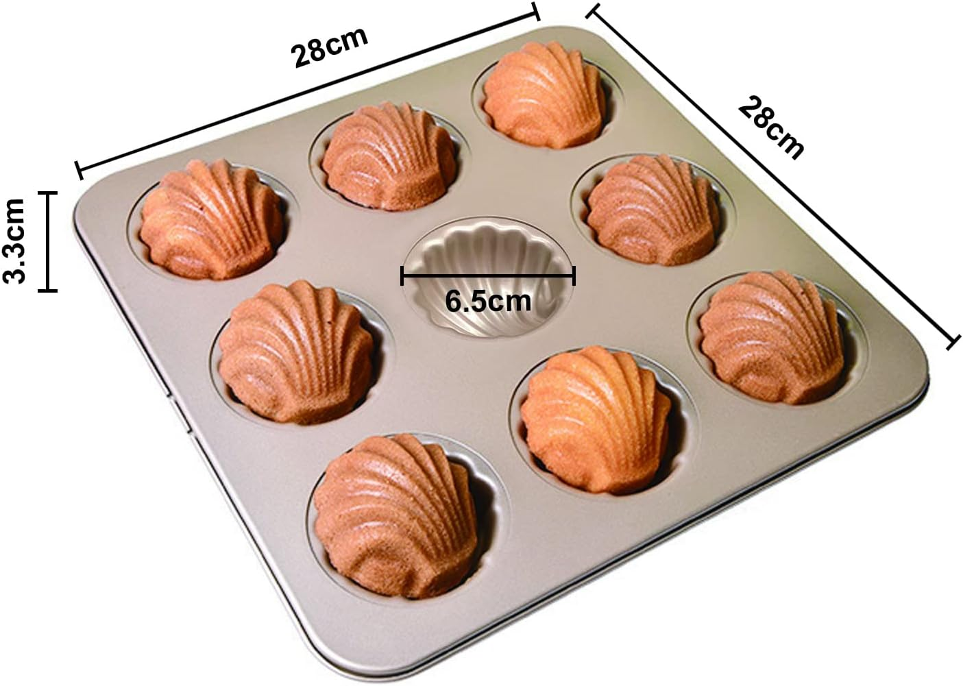 Madeleine Baking Moulds Shell Mould Cake Mould Bear Paws Baking Mould Non-Stick Madeleine Baking Tray Mould French Dessert Baking Mould Made of Carbon Steel 9 Cavities for Muffins Brownies Bread image number 6
