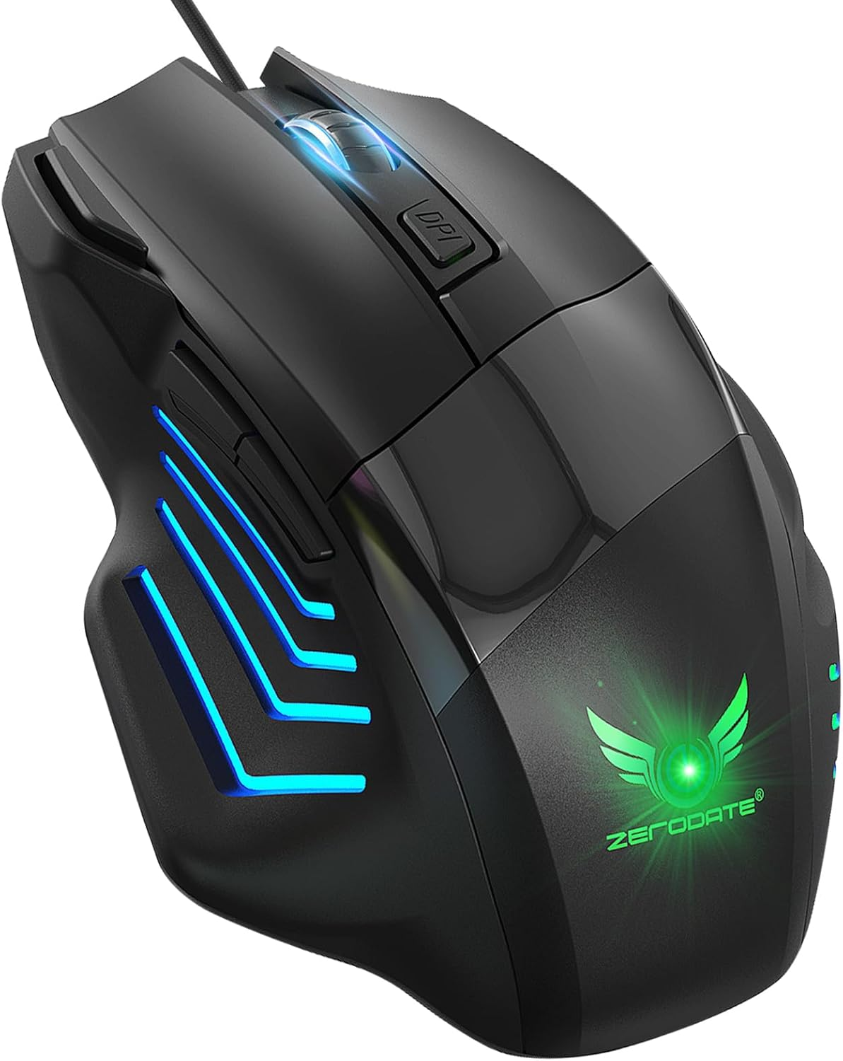Gaming Mouse, Quiet Wired Mouse, RGB Backlight and 2400 Adjustable DPI, Ergonomic and Lightweight USB Computer Mouse with High Precision Sensor for Windows PC & Laptop Gamers (Black) image number 3