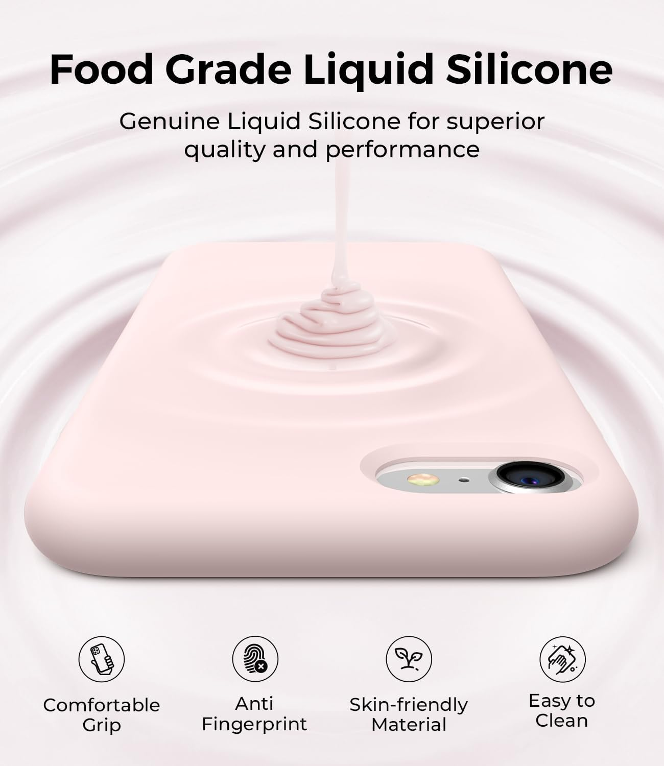 AOTESIER Slim Silicone Case for Iphone SE 2020 Case/Iphone SE 2022/Iphone 7/8 Case 4.7 Inch,Premium Liquid Silicone Rubber Full Body Military Shockproof Protective Phone Case, Chalk Pink