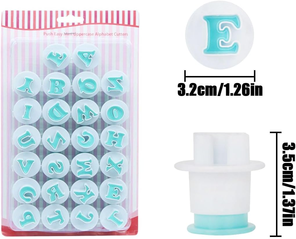 NILLOS Cookie Stamp Impress, 26 PCS Alphabet Fondant Cake Moulds for DIY Sugar Cookies, Chocolate, and Cake Decorating (1.26X1.37 In) image number 5